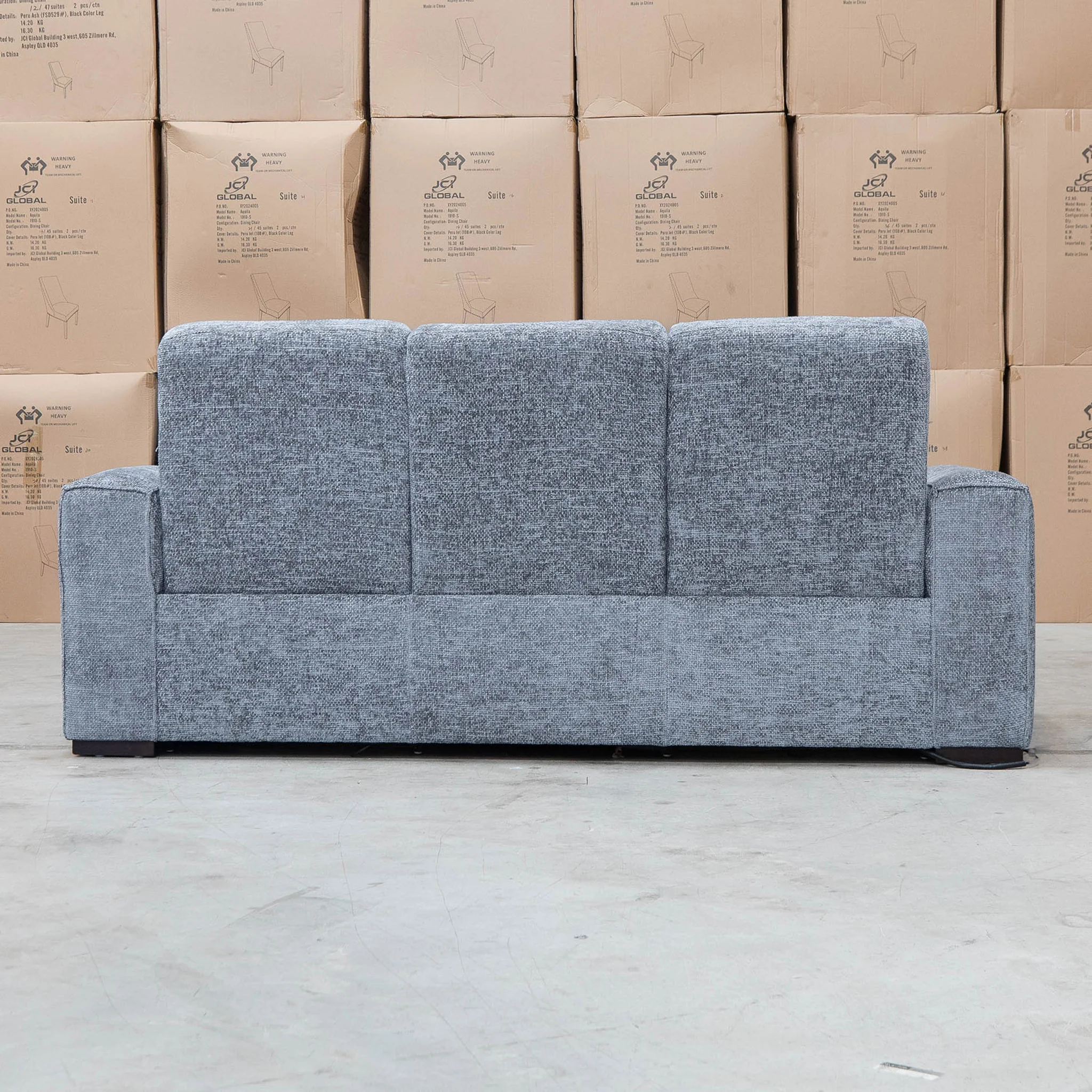 Marina Bay Feather & Foam Dual Motor Electric Three Seater Lounge - Signature Grey - Image 11