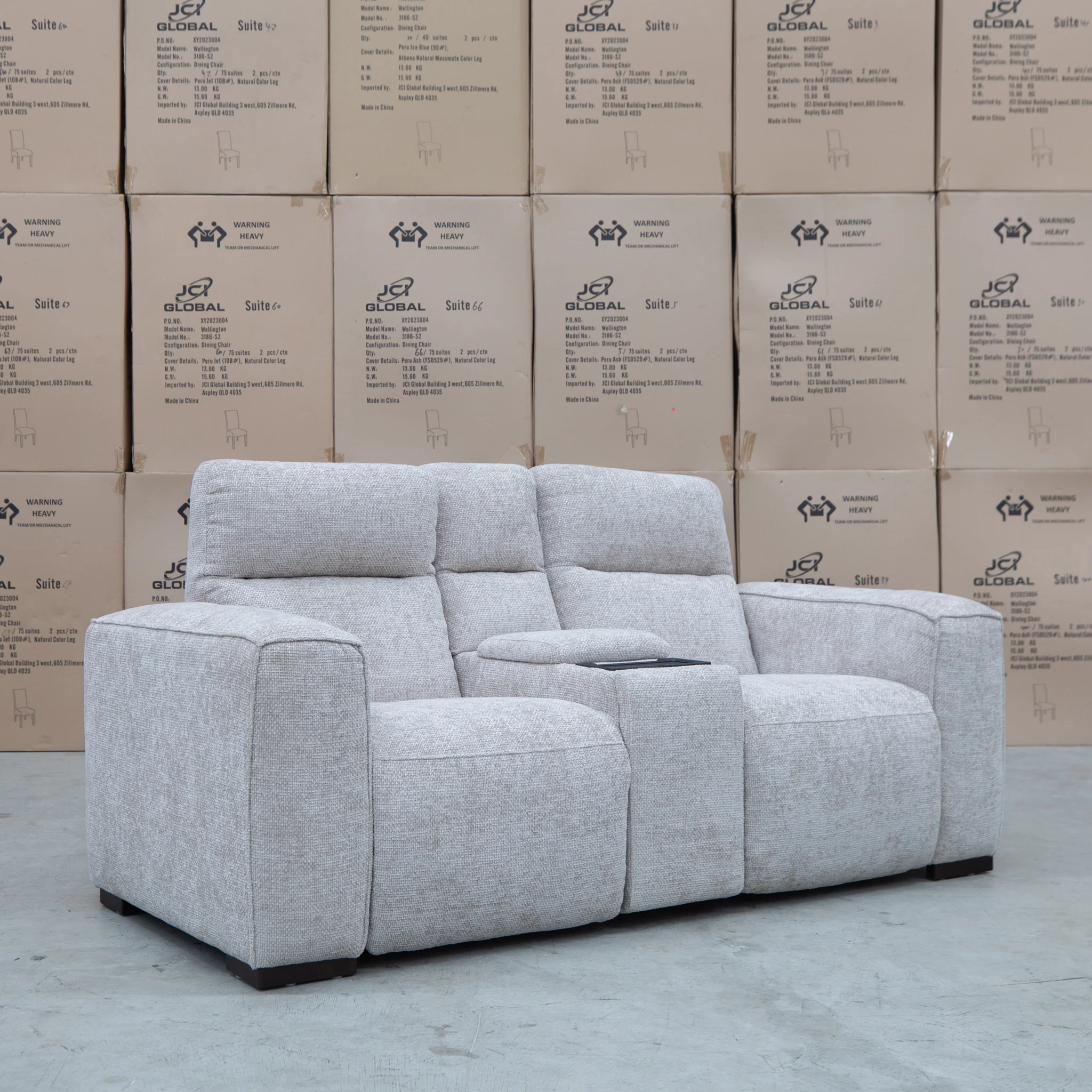 Marina Bay Feather & Foam Dual Motor Electric Two Seater Theatre Lounge - Oatmeal - Image 10