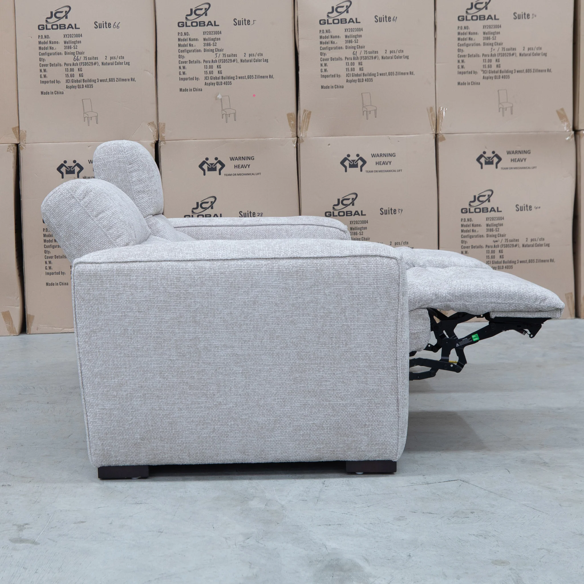 Marina Bay Feather & Foam Dual Motor Electric Two Seater Theatre Lounge - Oatmeal - Image 15