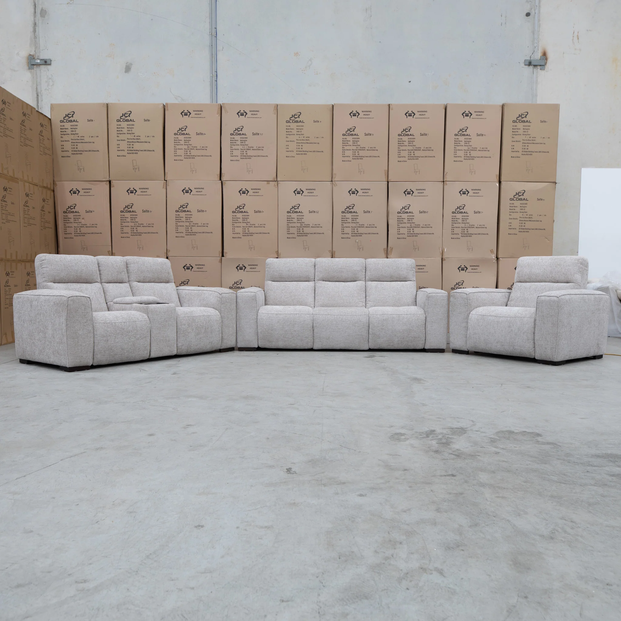 Marina Bay Feather & Foam Dual Motor Electric Two Seater Theatre Lounge - Oatmeal - Image 3