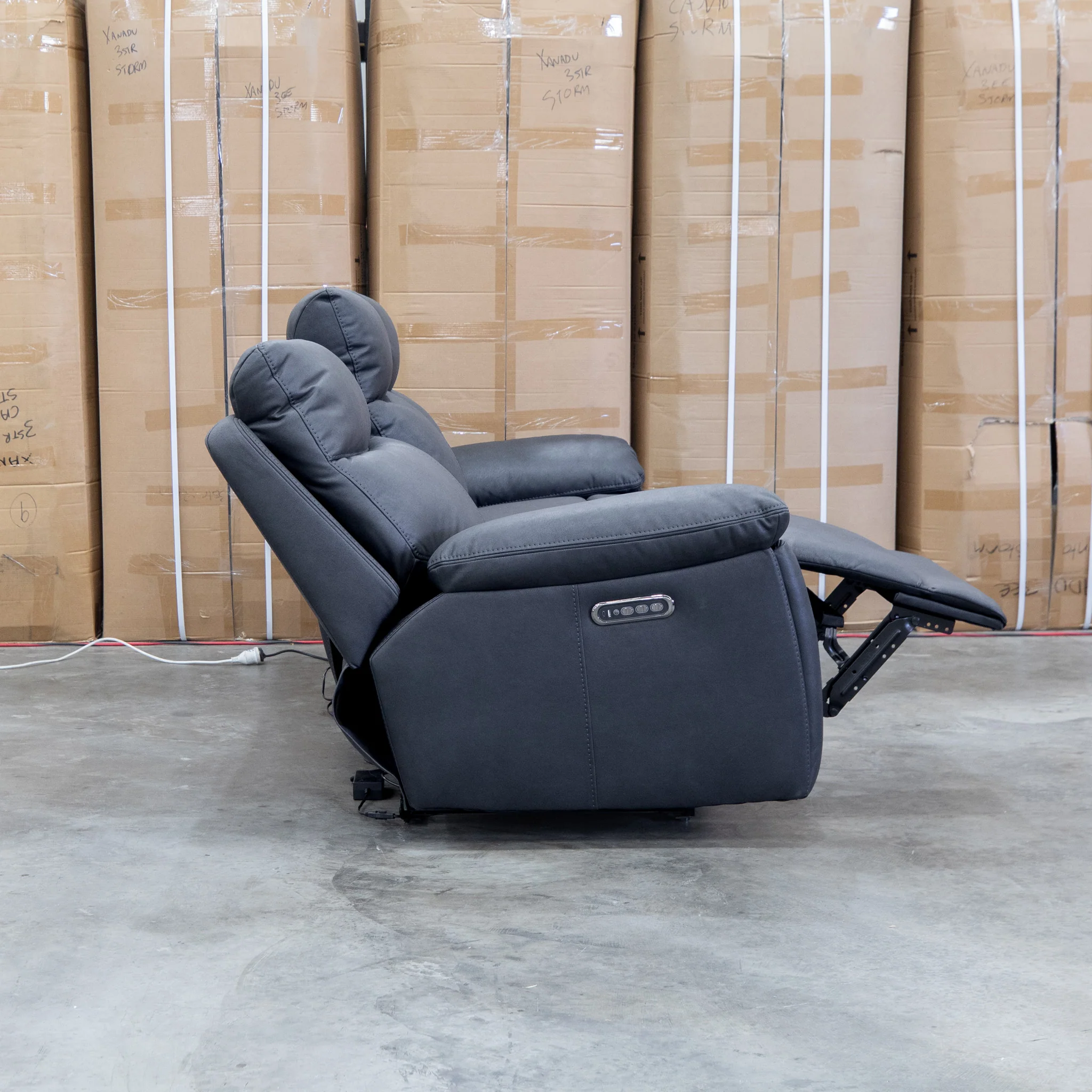 Marsellie Three Seater Triple Motor Electric Recliner Lounge - Coal - Image 12