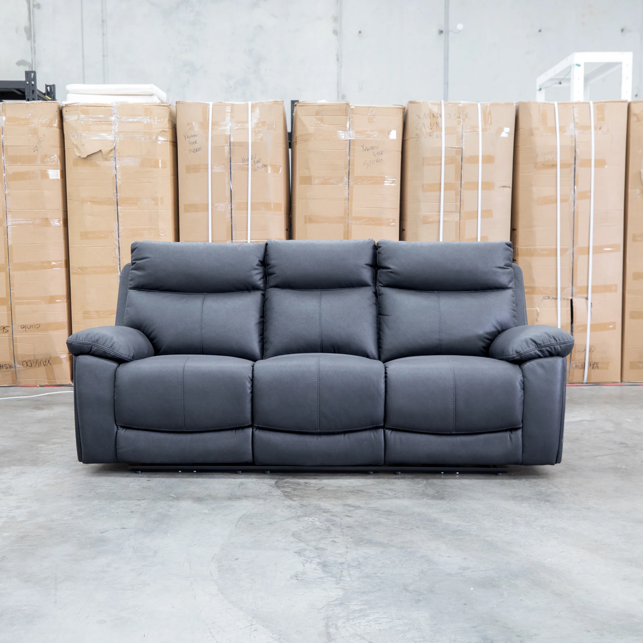 Marsellie Three Seater Triple Motor Electric Recliner Lounge - Coal - Image 3