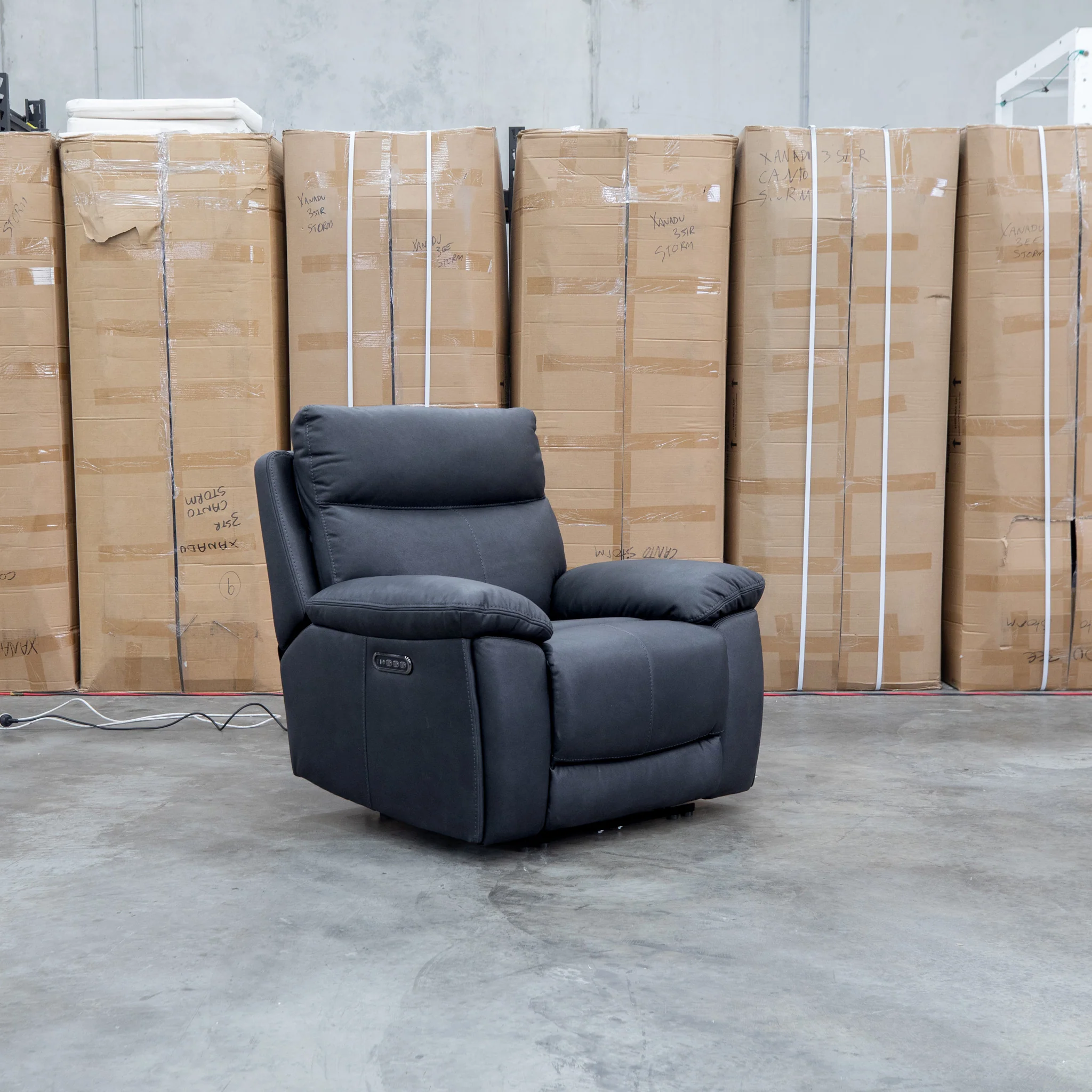 Marsellie Triple Motor Electric Recliner - Coal - Image 7