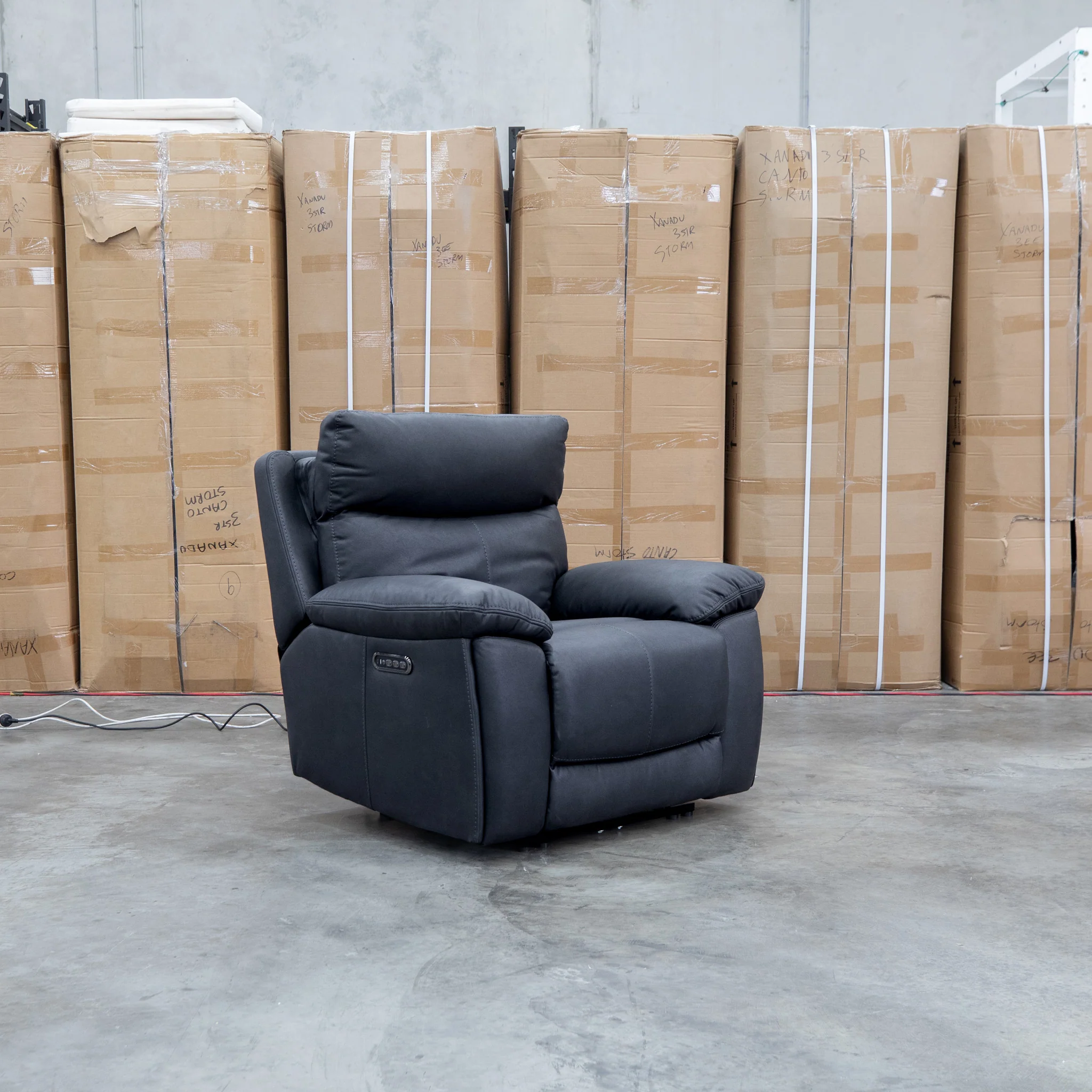 Marsellie Triple Motor Electric Recliner - Coal - Image 8