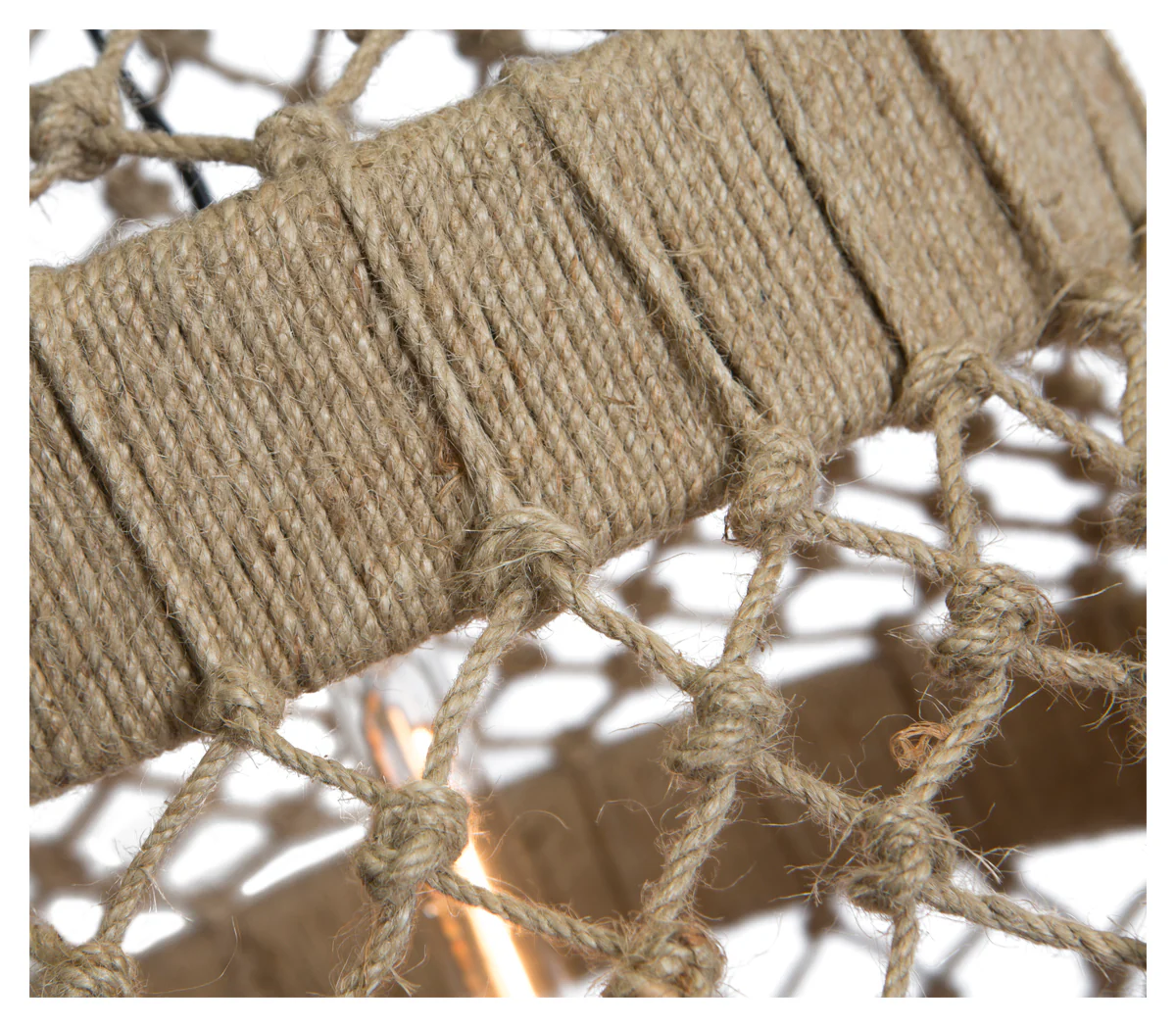 Medium Three Tier Jute and Iron Chandelier  -  Natural  - MS27 - Available In-Store Only - Image 2