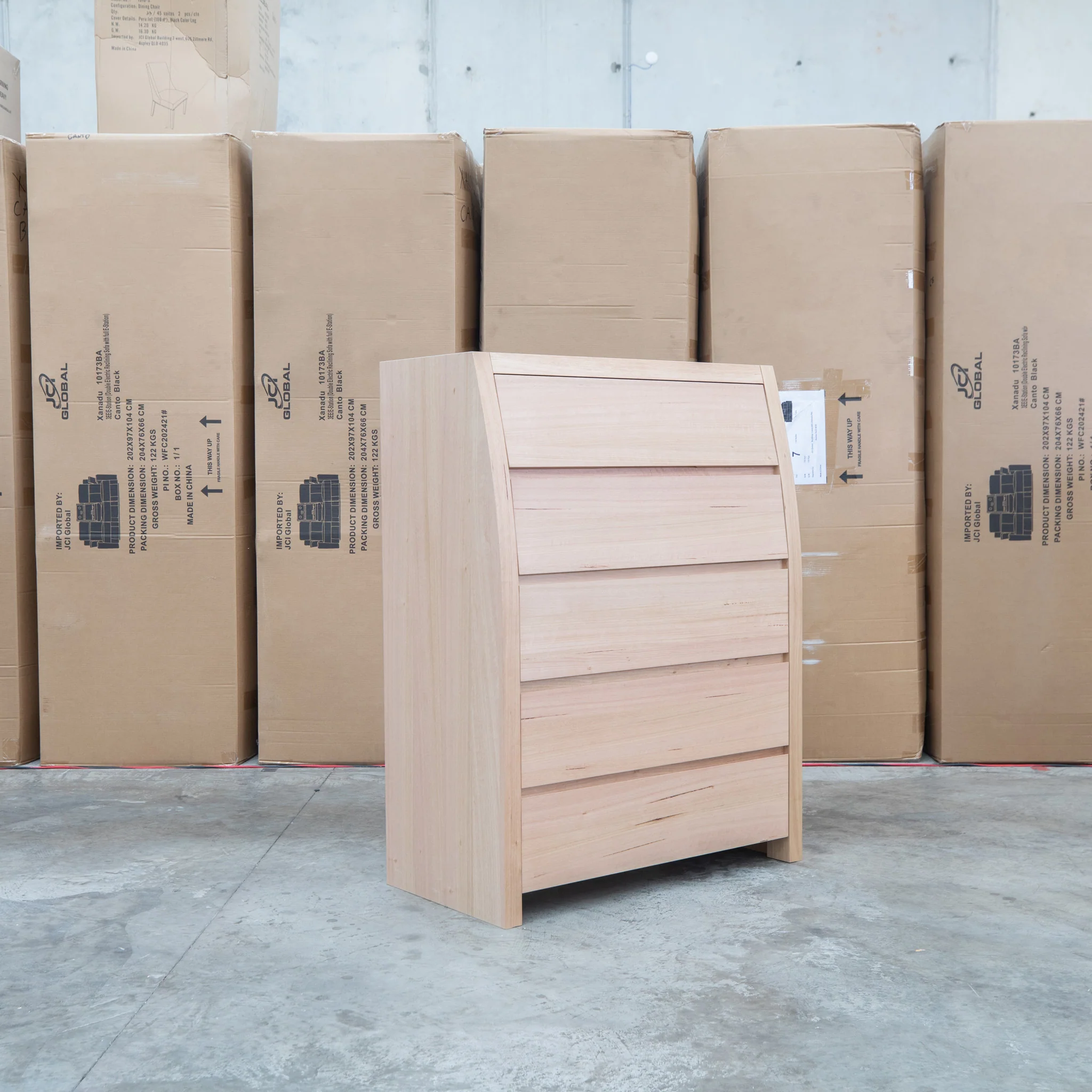 Melba Curved Australian Messmate Five Drawer Tallboy - Image 2