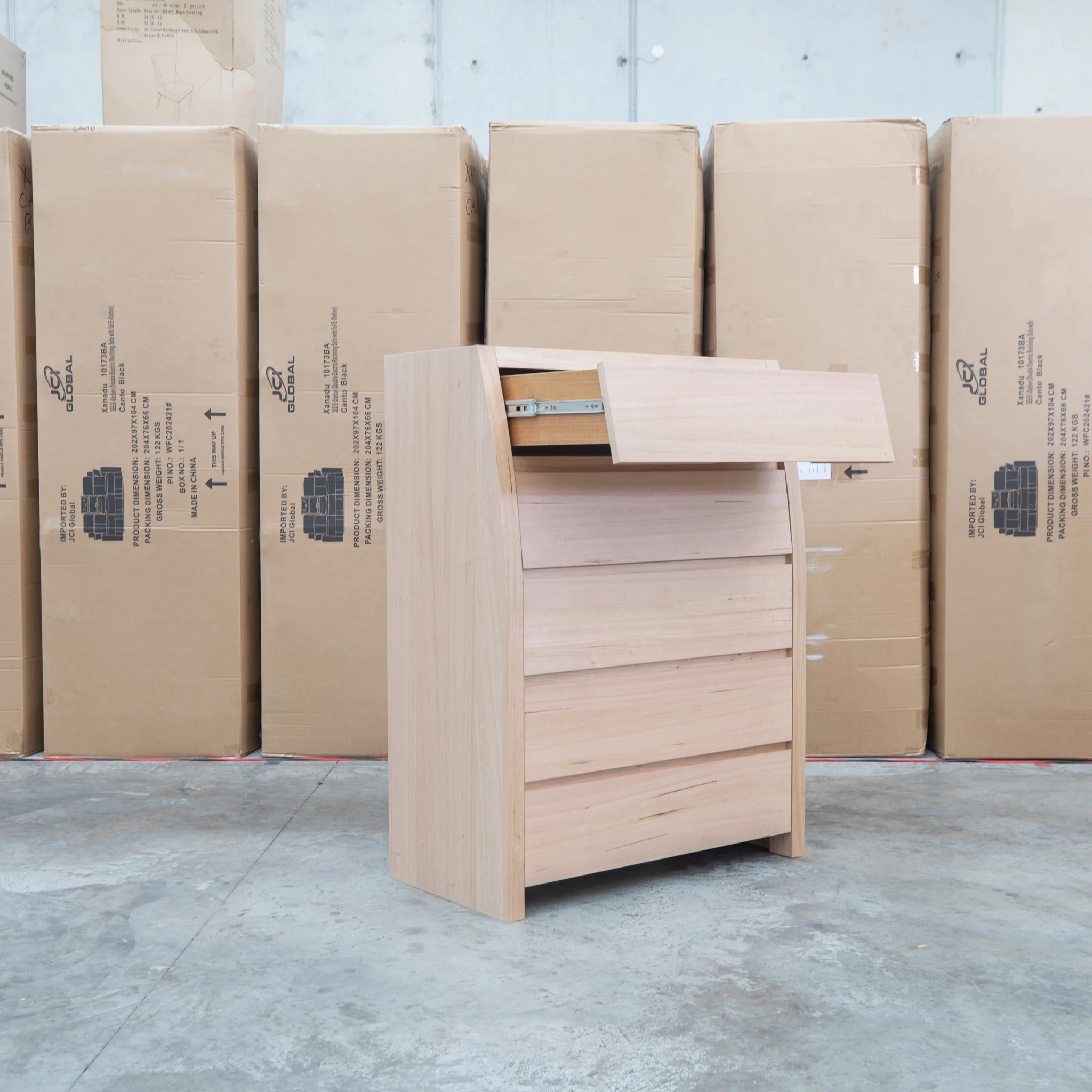Melba Curved Australian Messmate Five Drawer Tallboy - Image 5