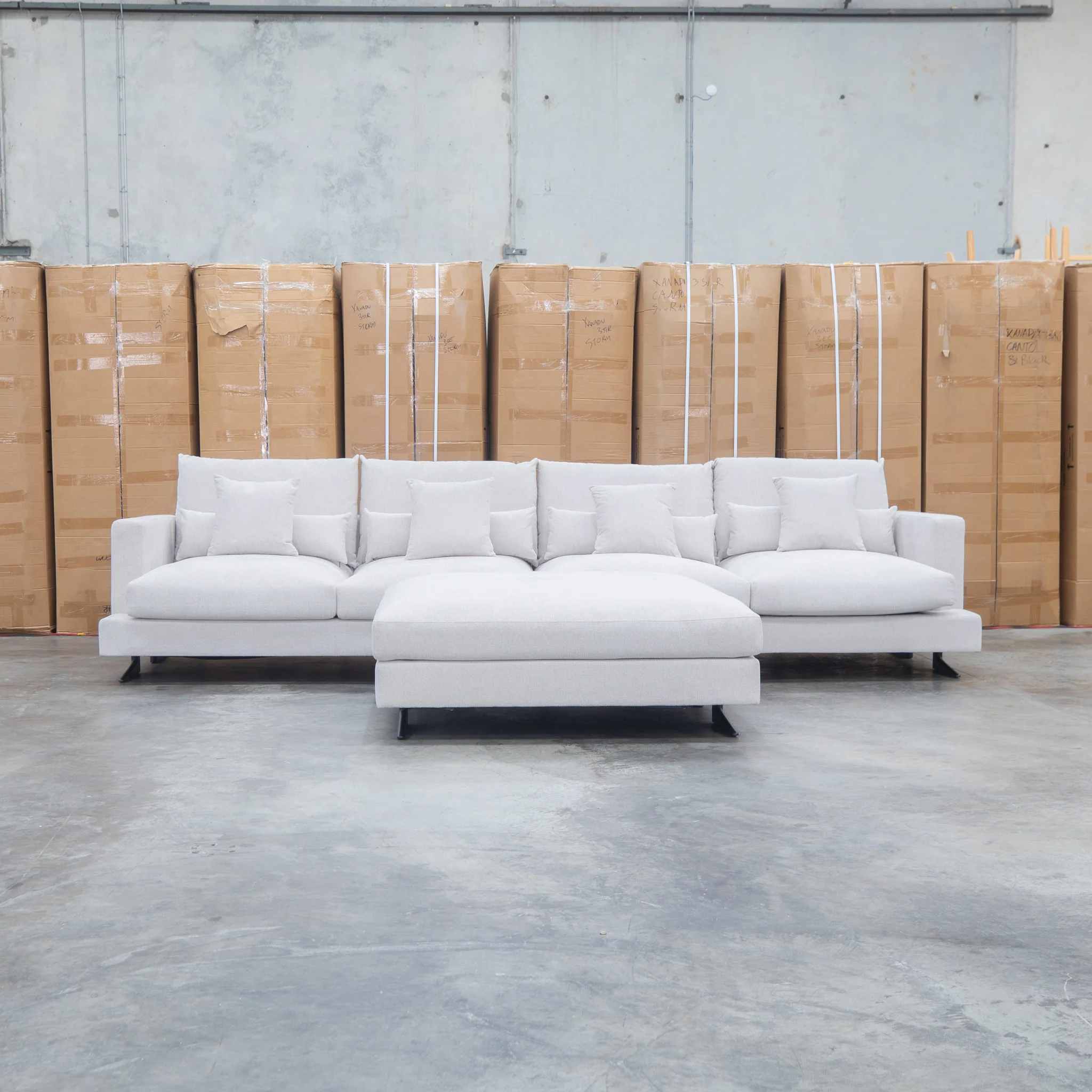 Melbourne Deep Seat Feather & Foam Modular Corner Lounge - Biscuit - Image 3