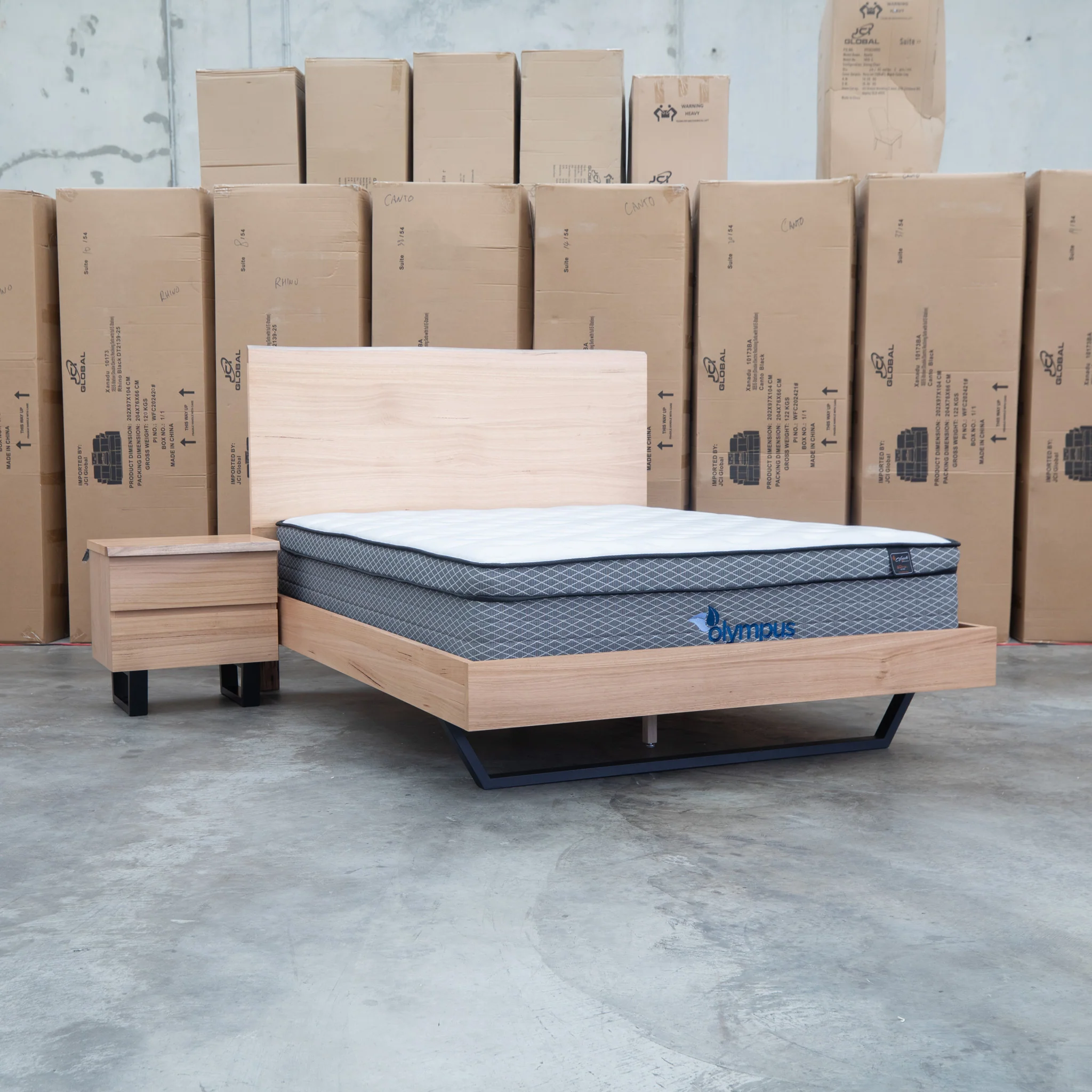 Monaco Live Edge Messmate Timber Queen Floating Bedframe