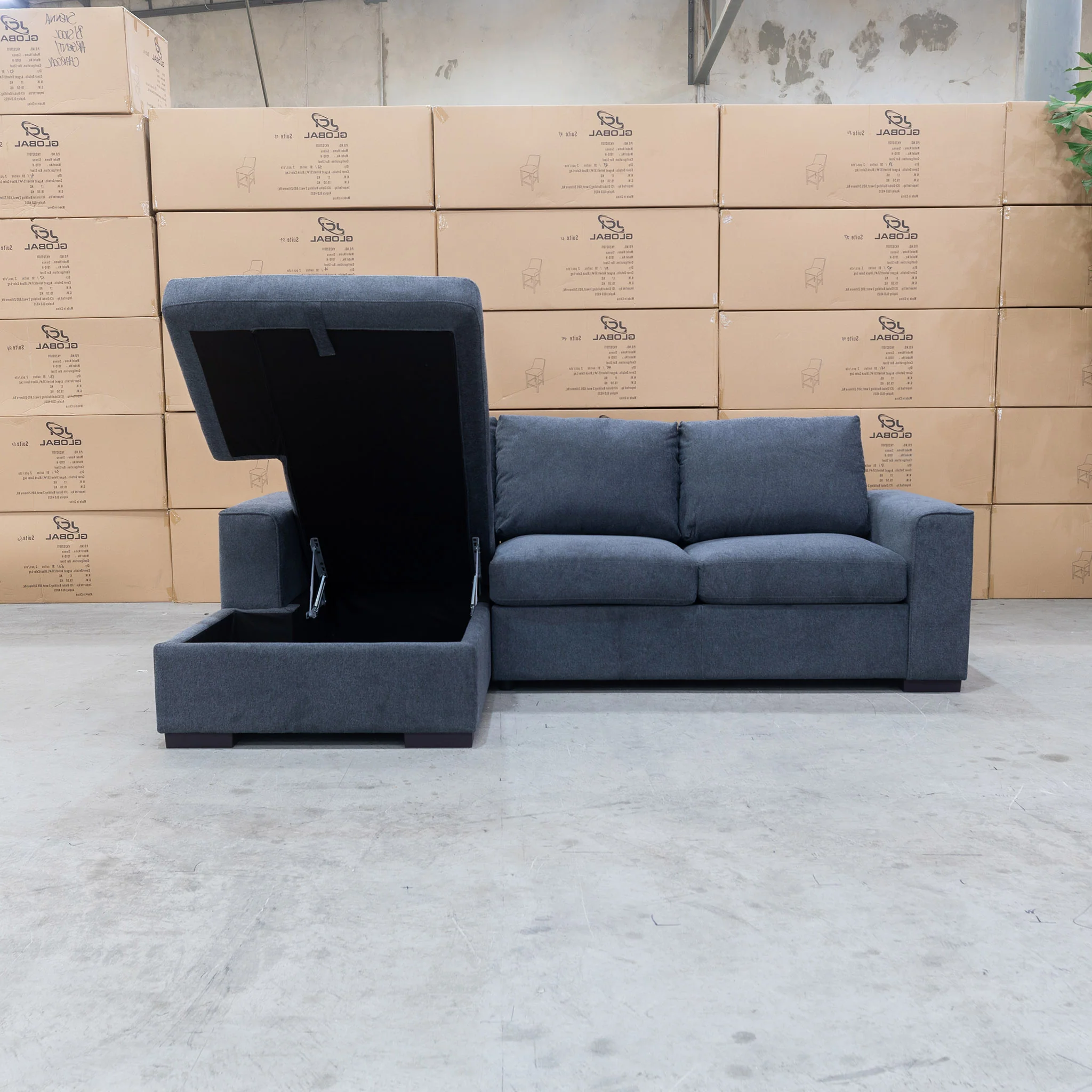 Oakland Sofa Bed with LHF Storage Chaise - Charcoal - Image 3