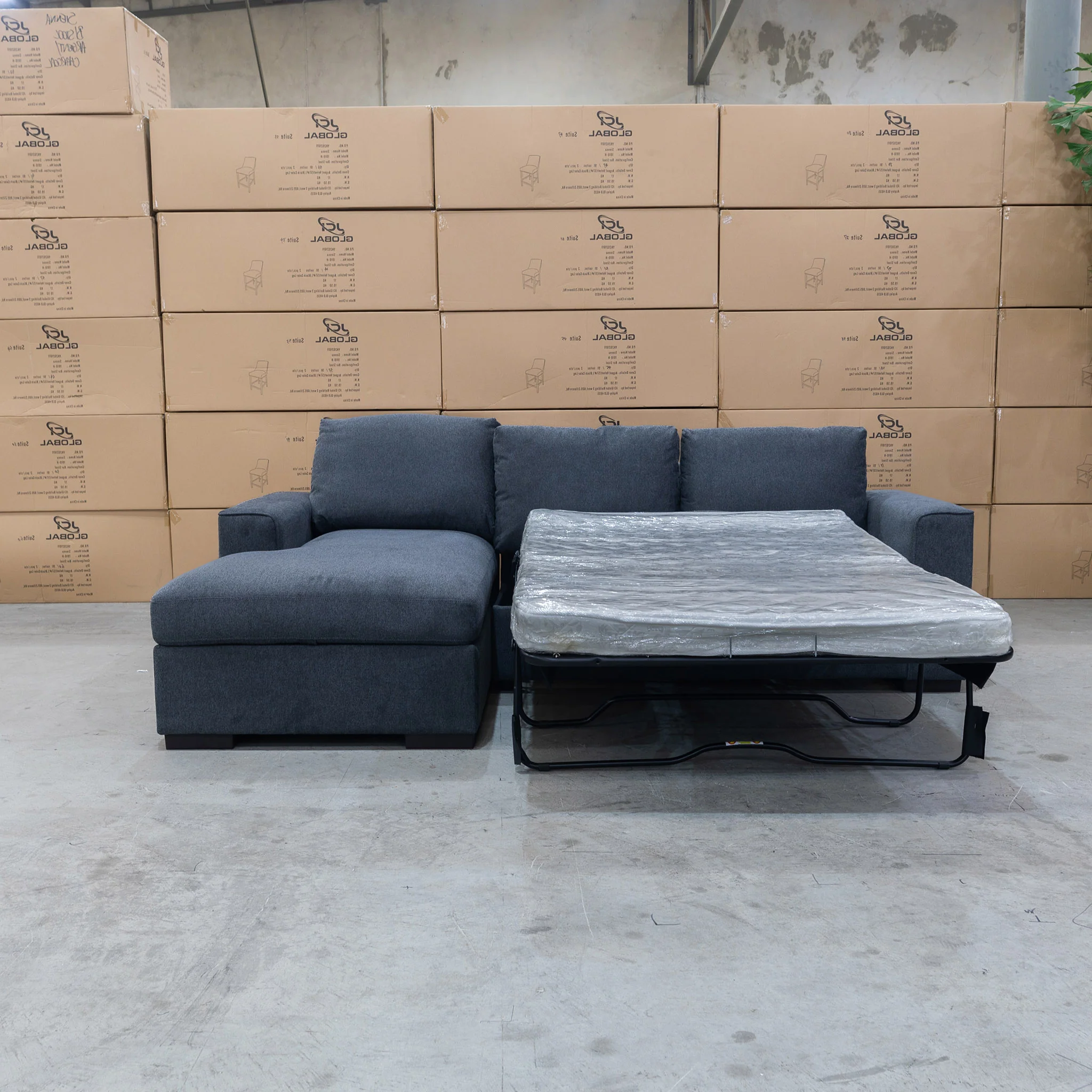 Oakland Sofa Bed with LHF Storage Chaise - Charcoal - Image 4