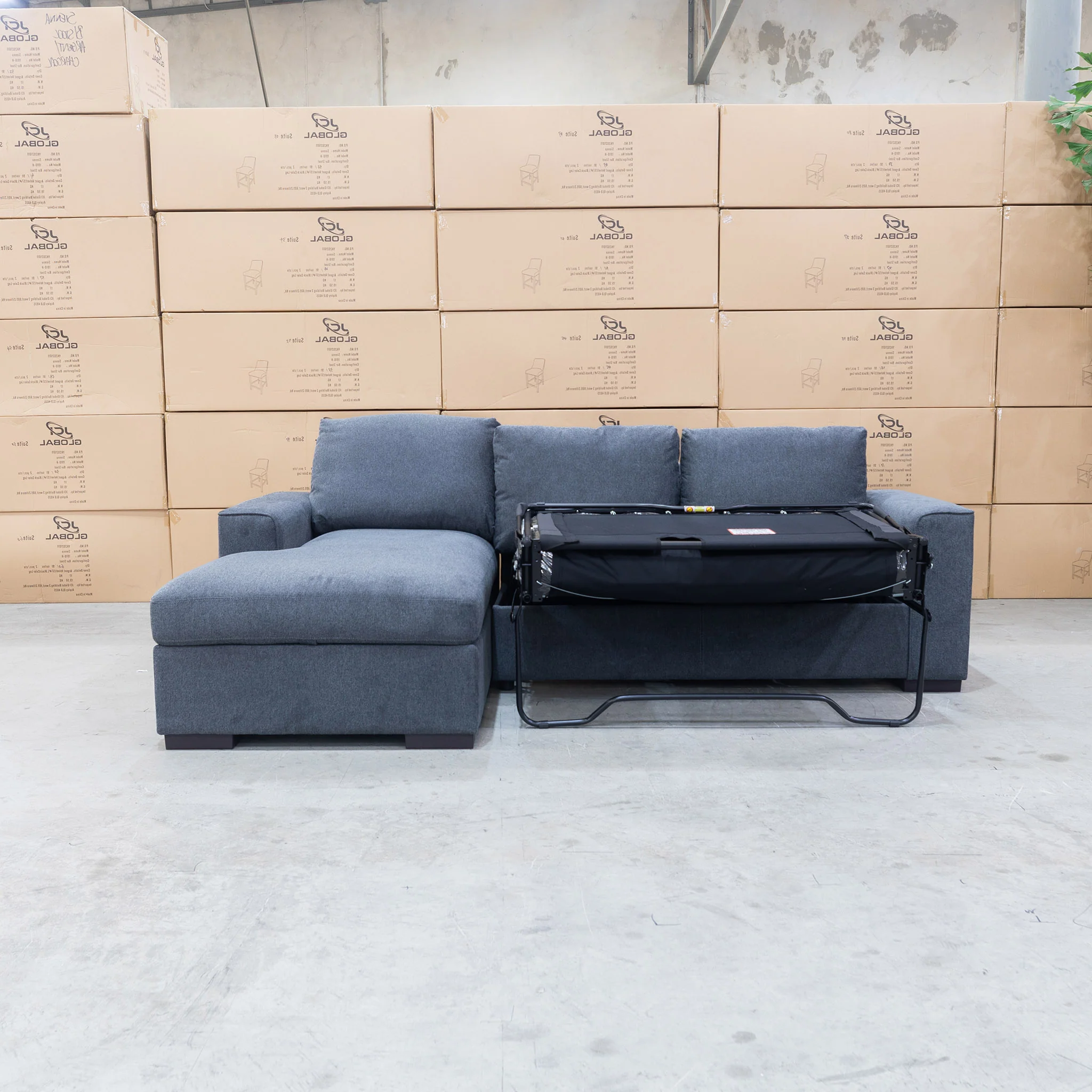 Oakland Sofa Bed with LHF Storage Chaise - Charcoal - Image 5