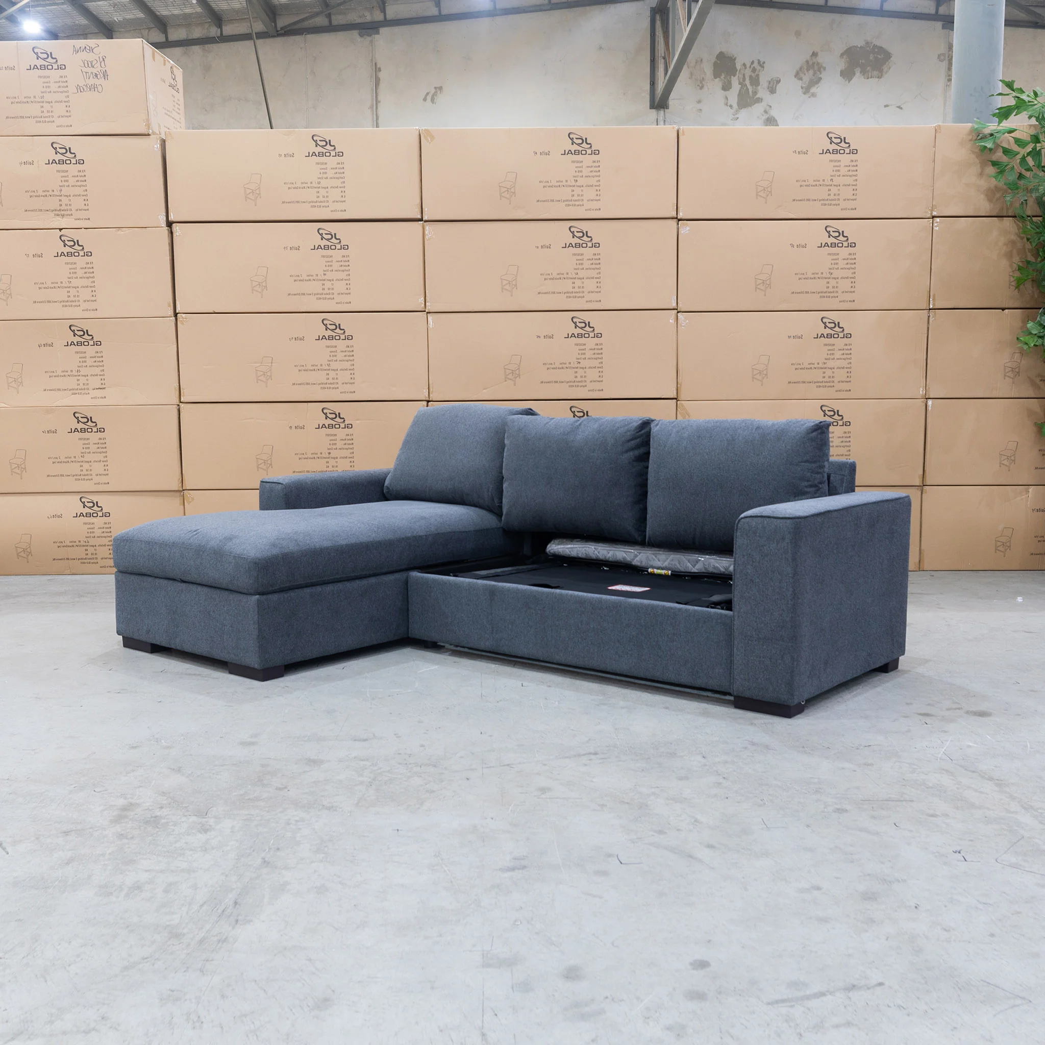 Oakland Sofa Bed with LHF Storage Chaise - Charcoal - Image 6