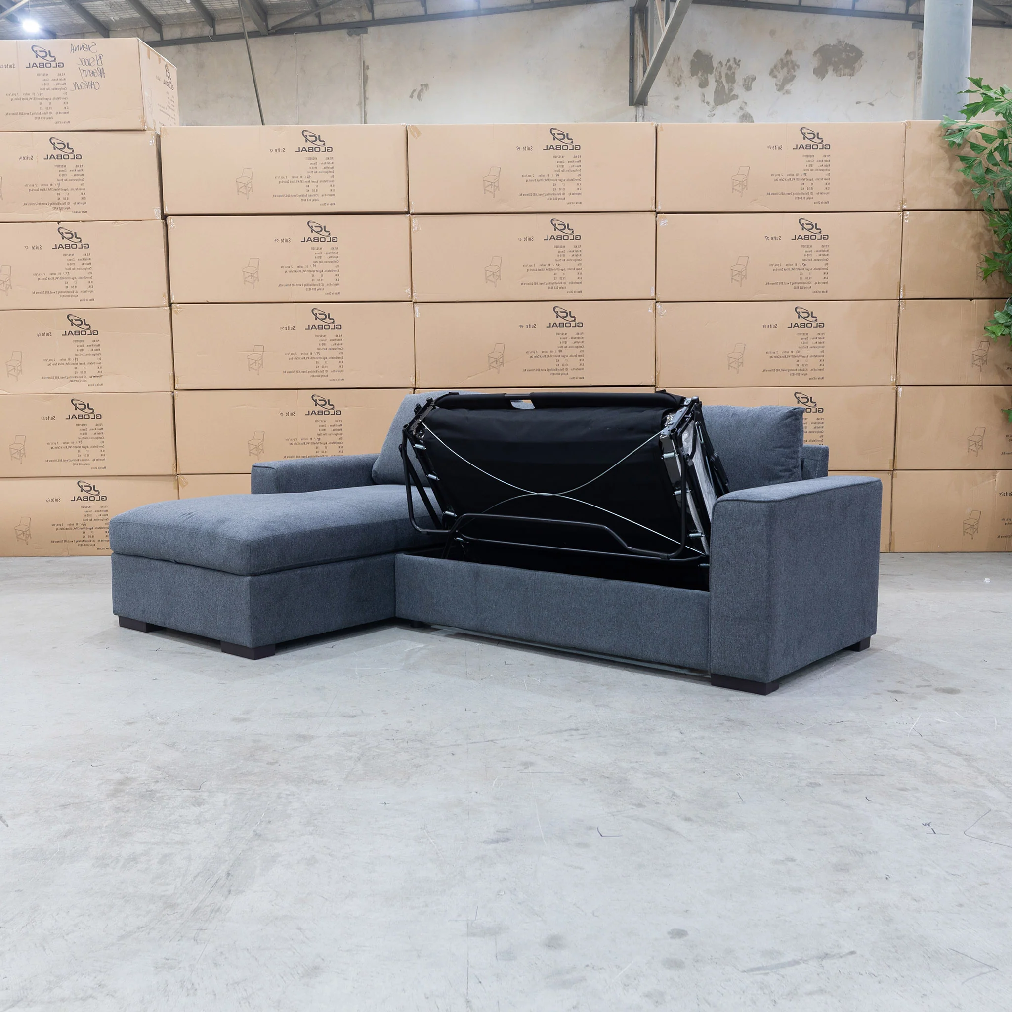Oakland Sofa Bed with LHF Storage Chaise - Charcoal - Image 7