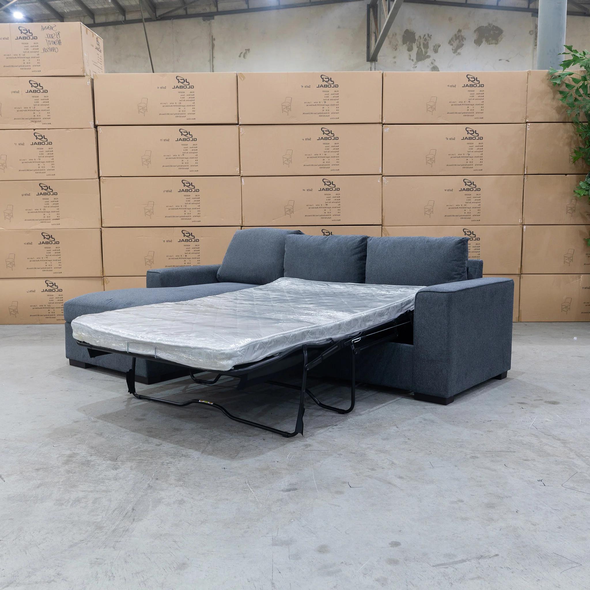 Oakland Sofa Bed with LHF Storage Chaise - Charcoal - Image 8