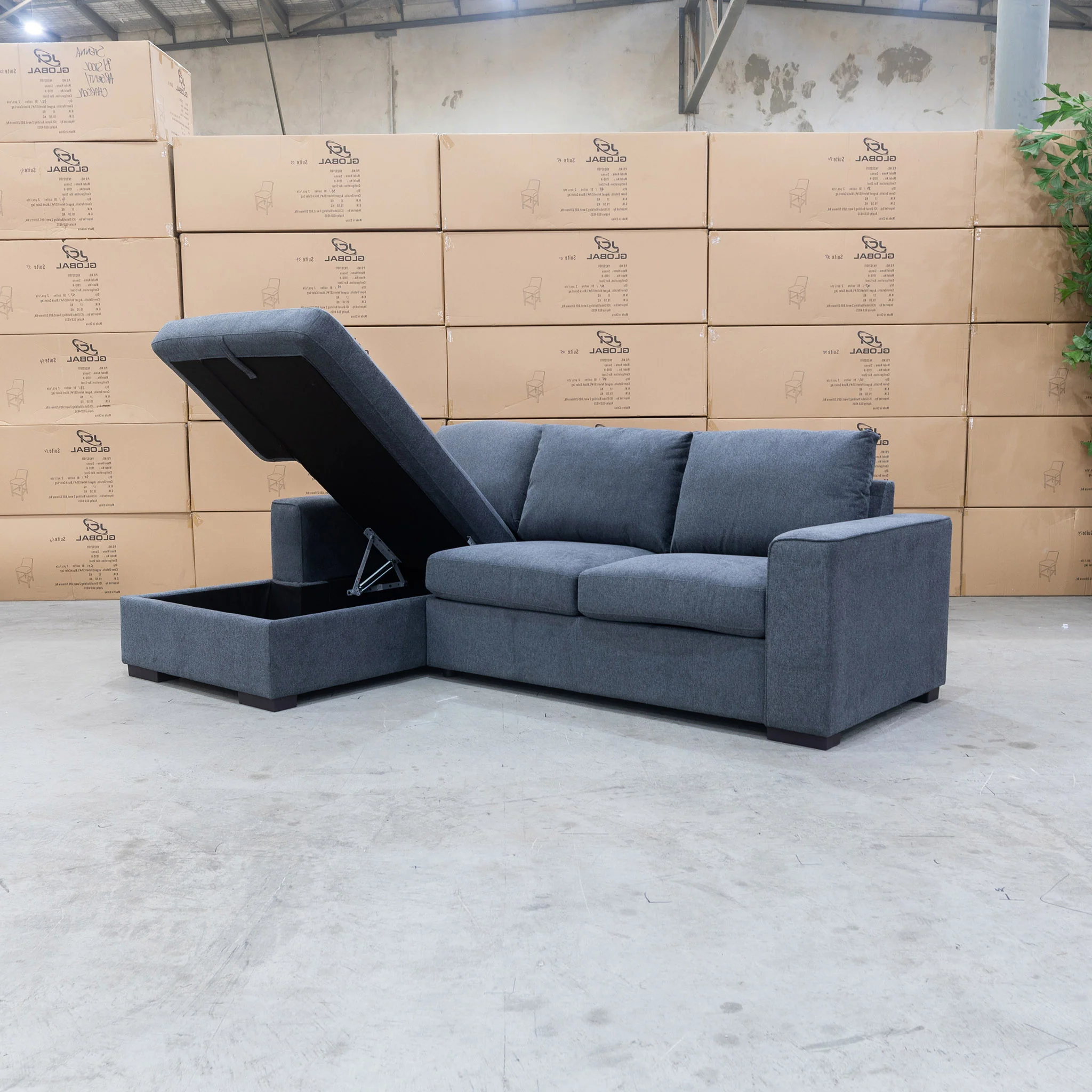 Oakland Sofa Bed with LHF Storage Chaise - Charcoal - Image 9