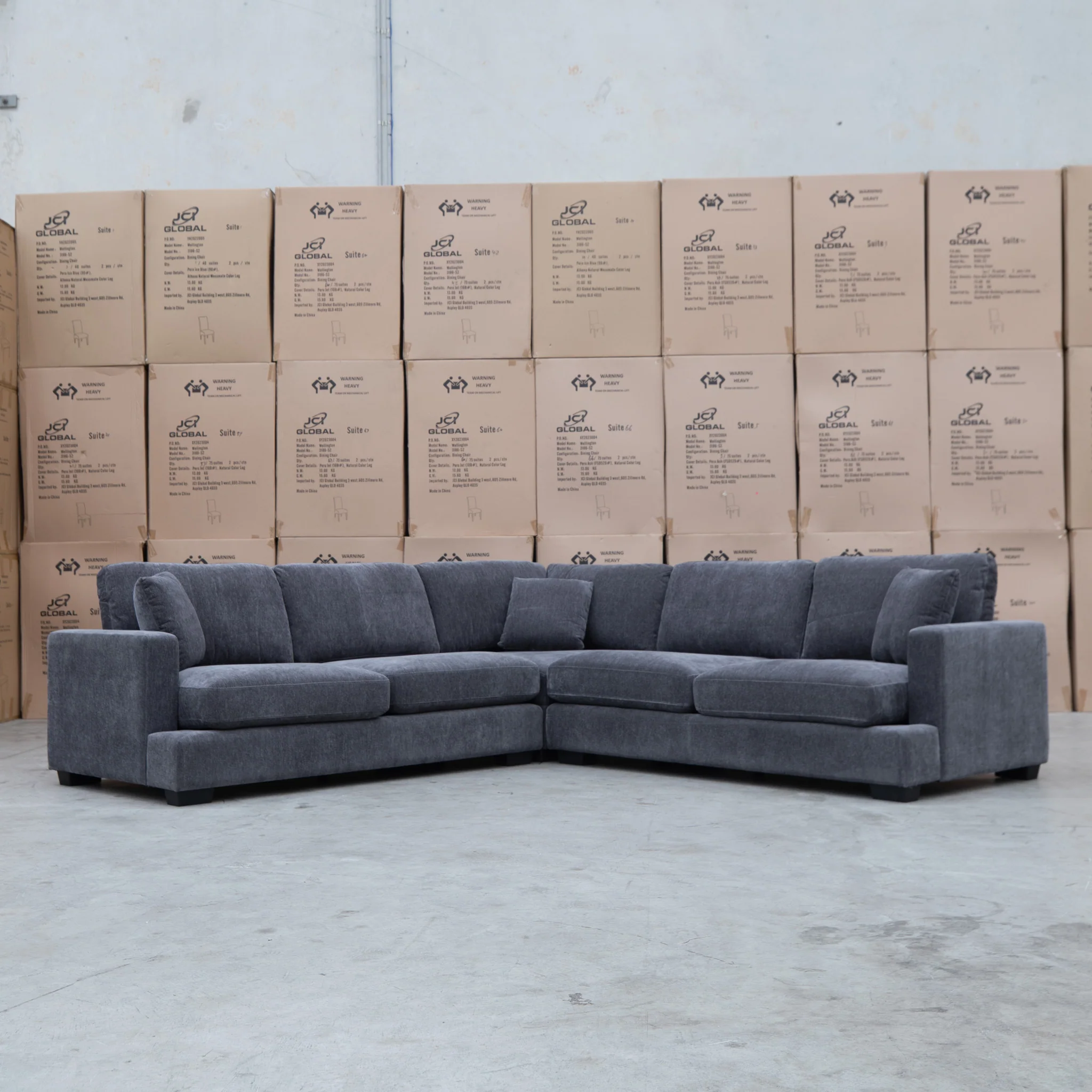 Oakville Deep Seat Fabric Corner Lounge - Charcoal