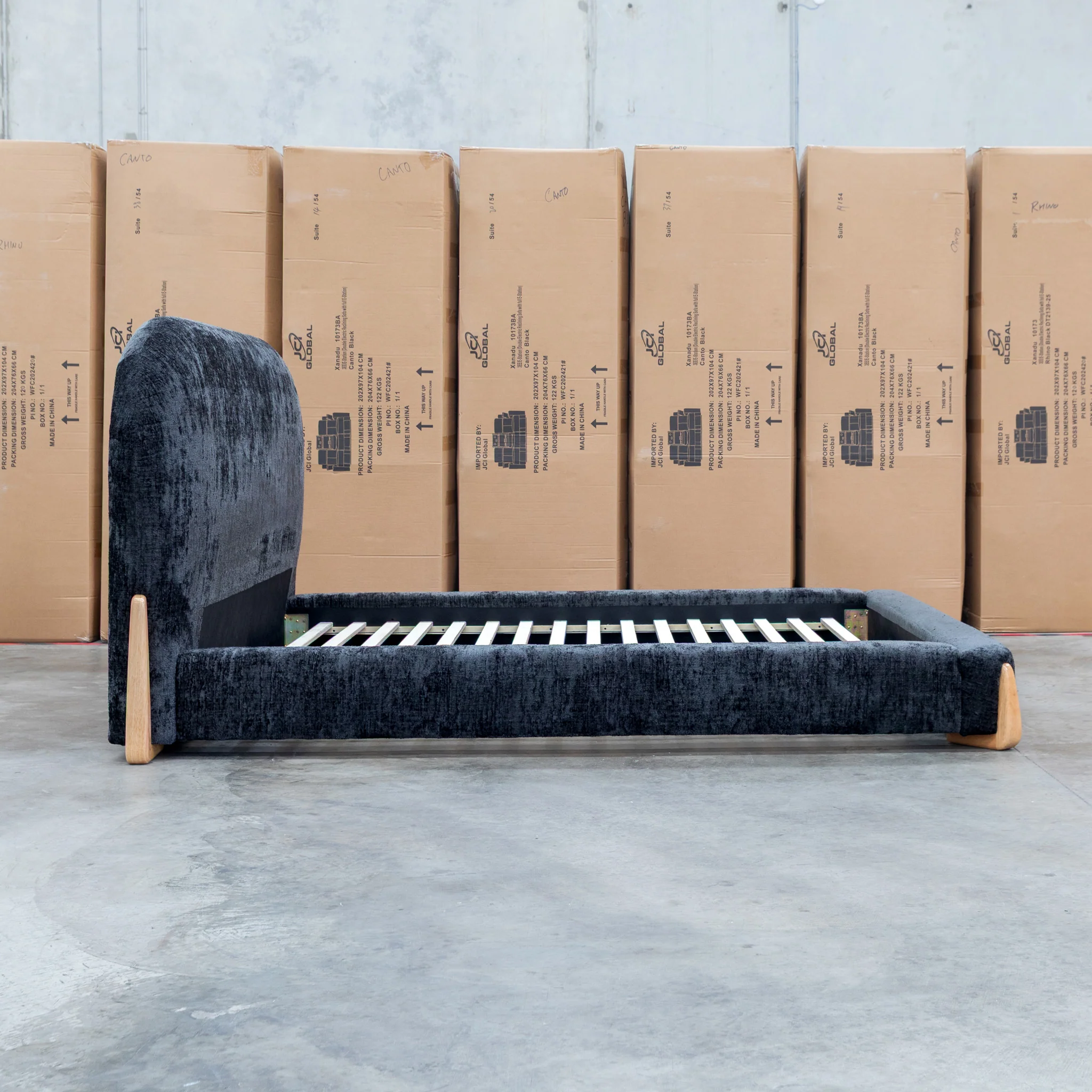 Okina King Upholstered Bed - Black - Image 10