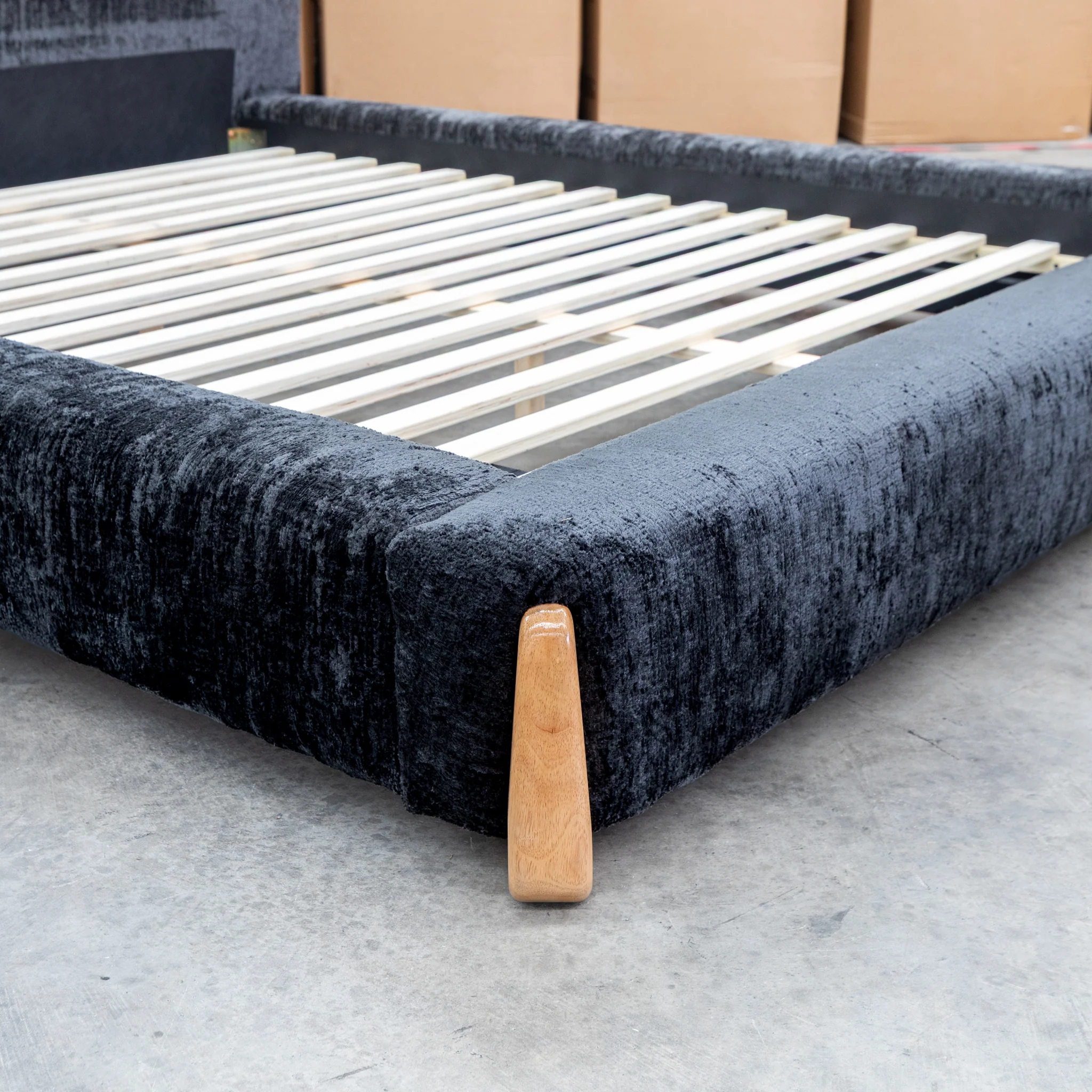 Okina King Upholstered Bed - Black - Image 11