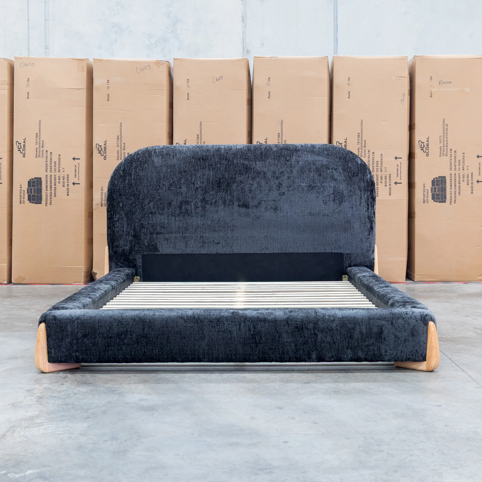 Okina King Upholstered Bed - Black - Image 4