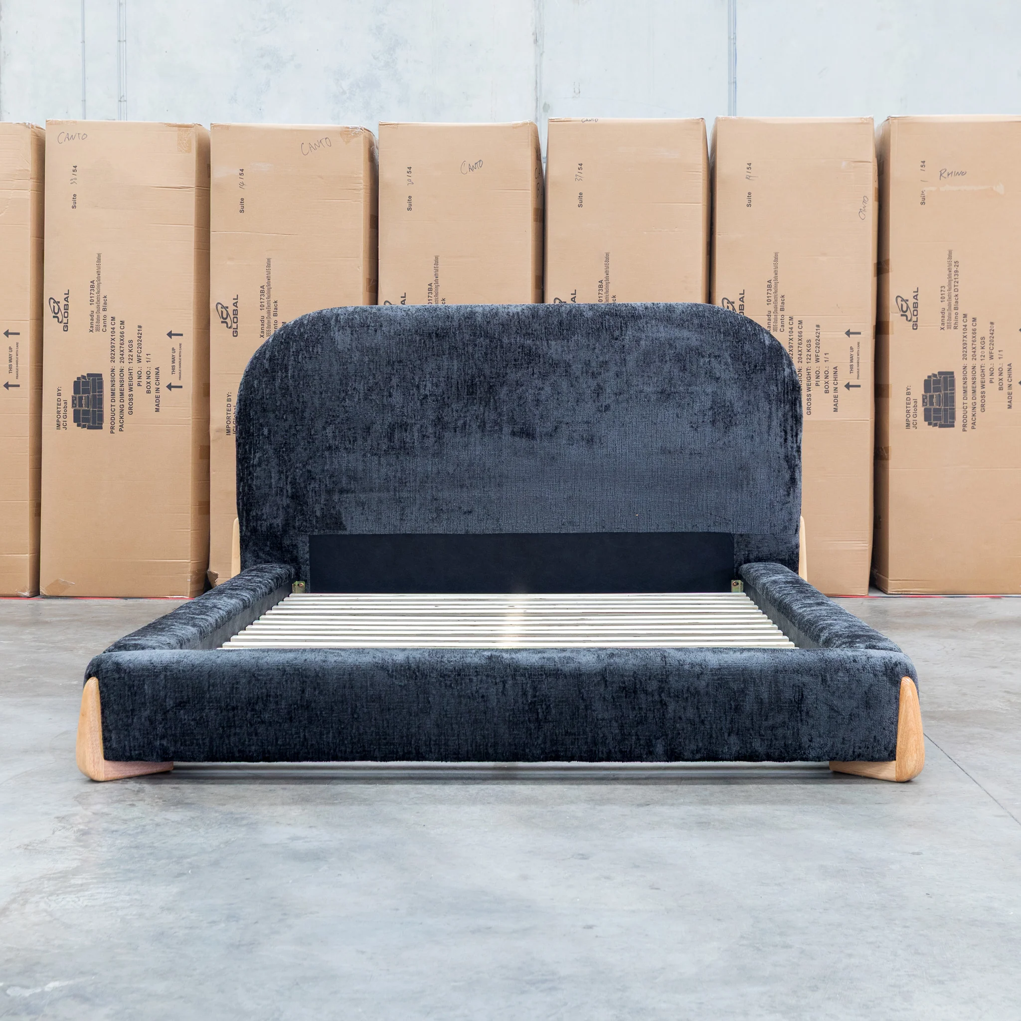 Okina Queen Upholstered Bed - Black - Image 3