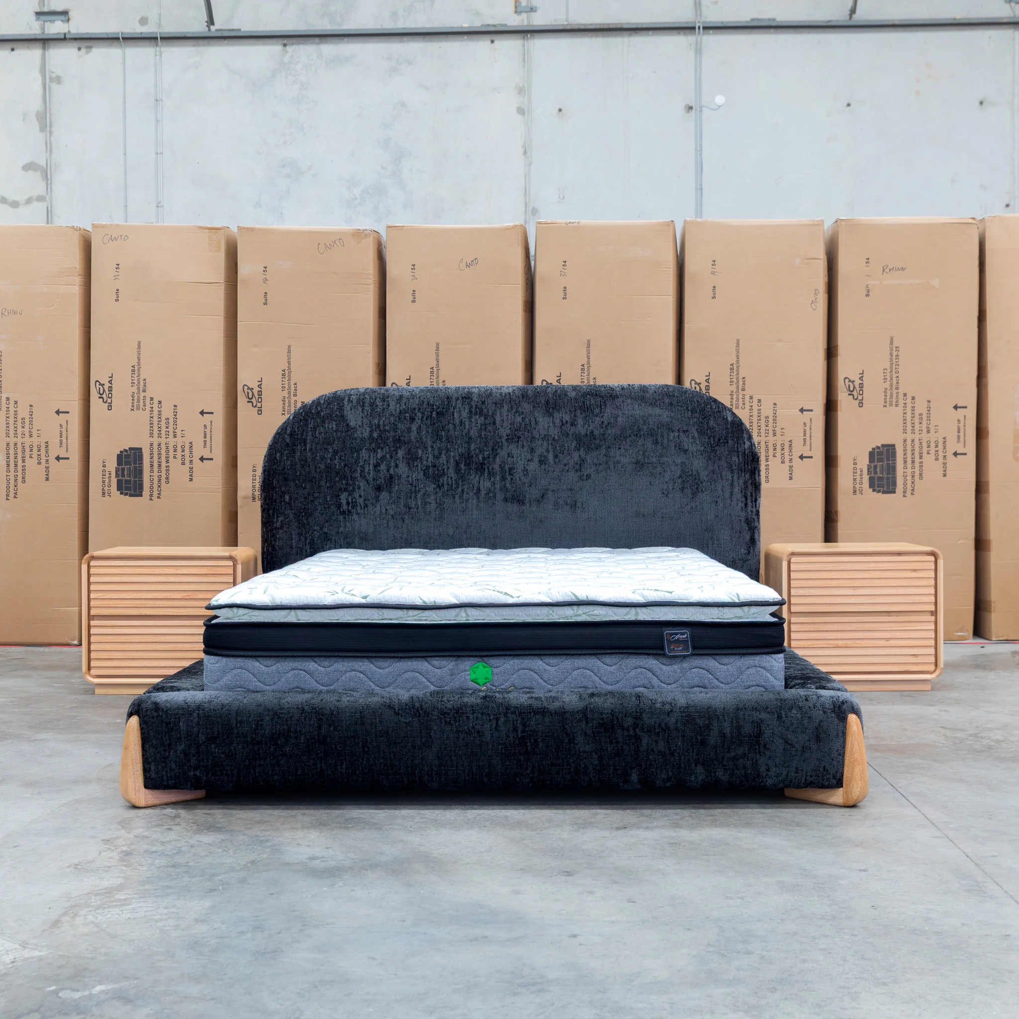 Okina Queen Upholstered Bed - Black - Image 5