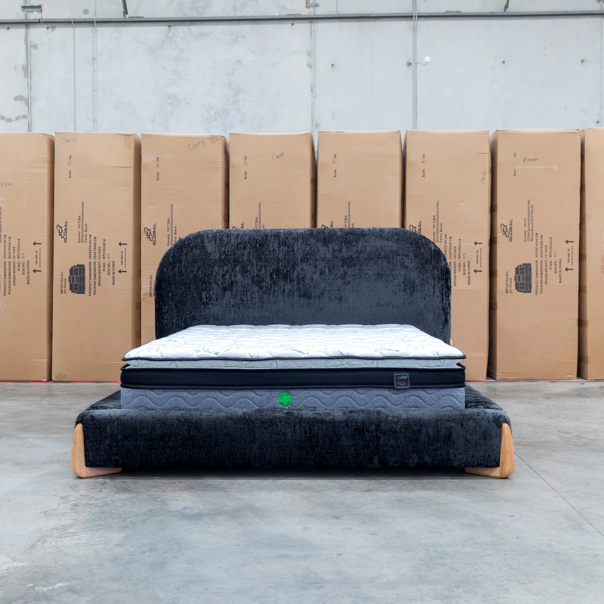Okina Queen Upholstered Bed - Black - Image 6