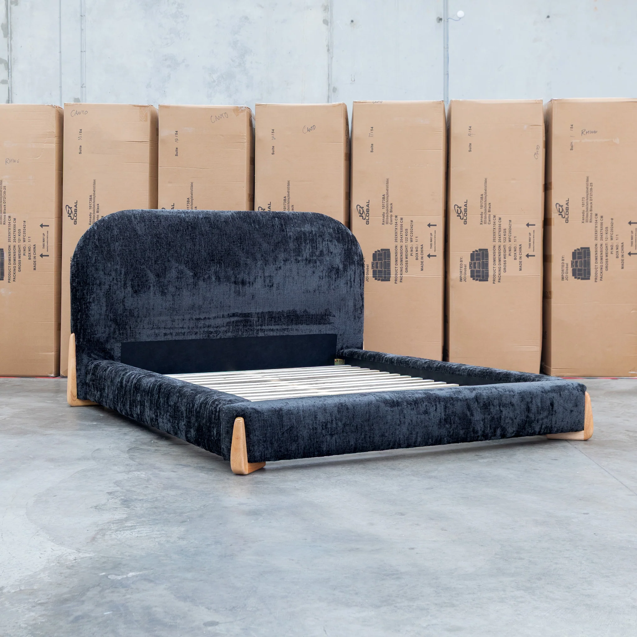 Okina Queen Upholstered Bed - Black - Image 8