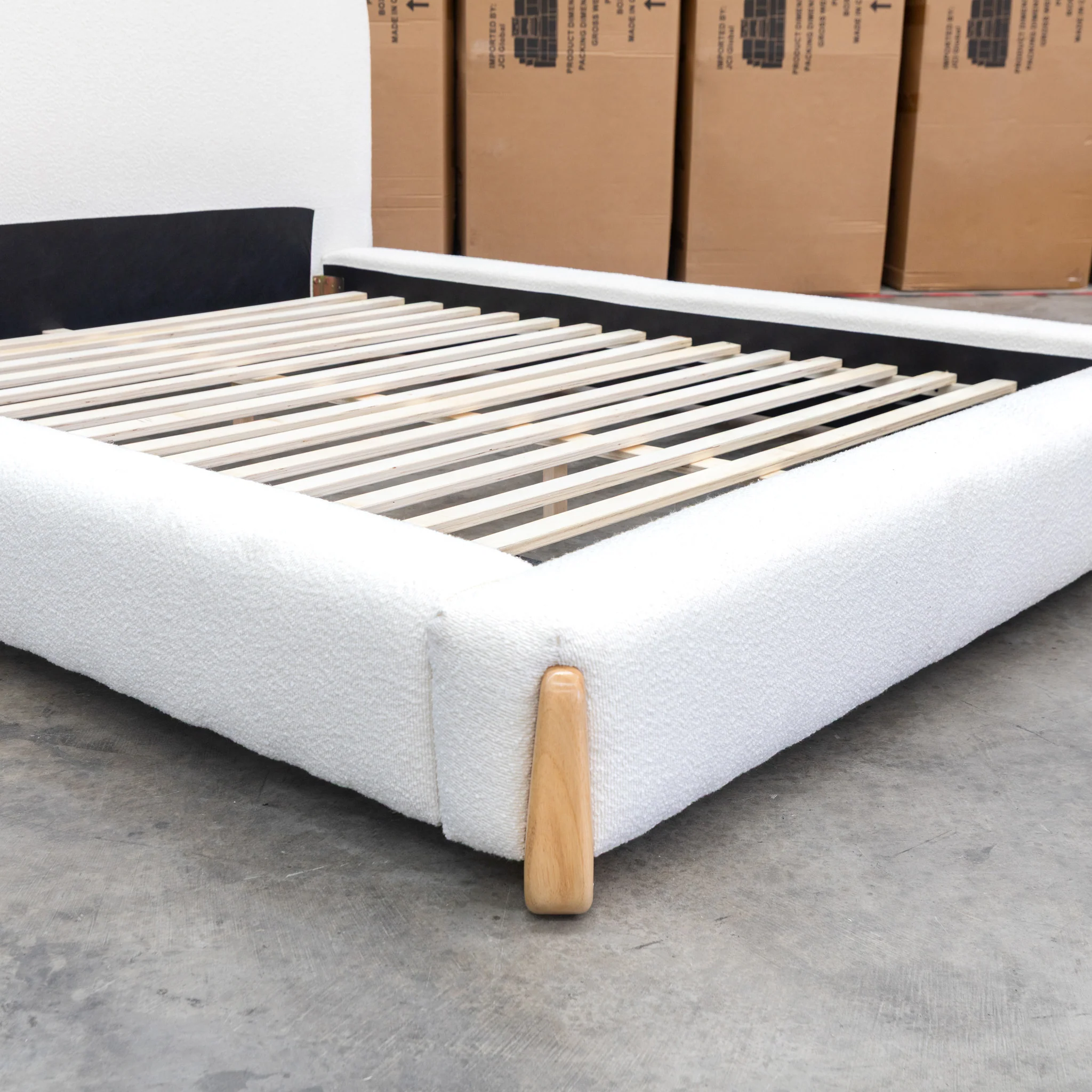 Okina King Upholstered Bed - Cream - Image 2