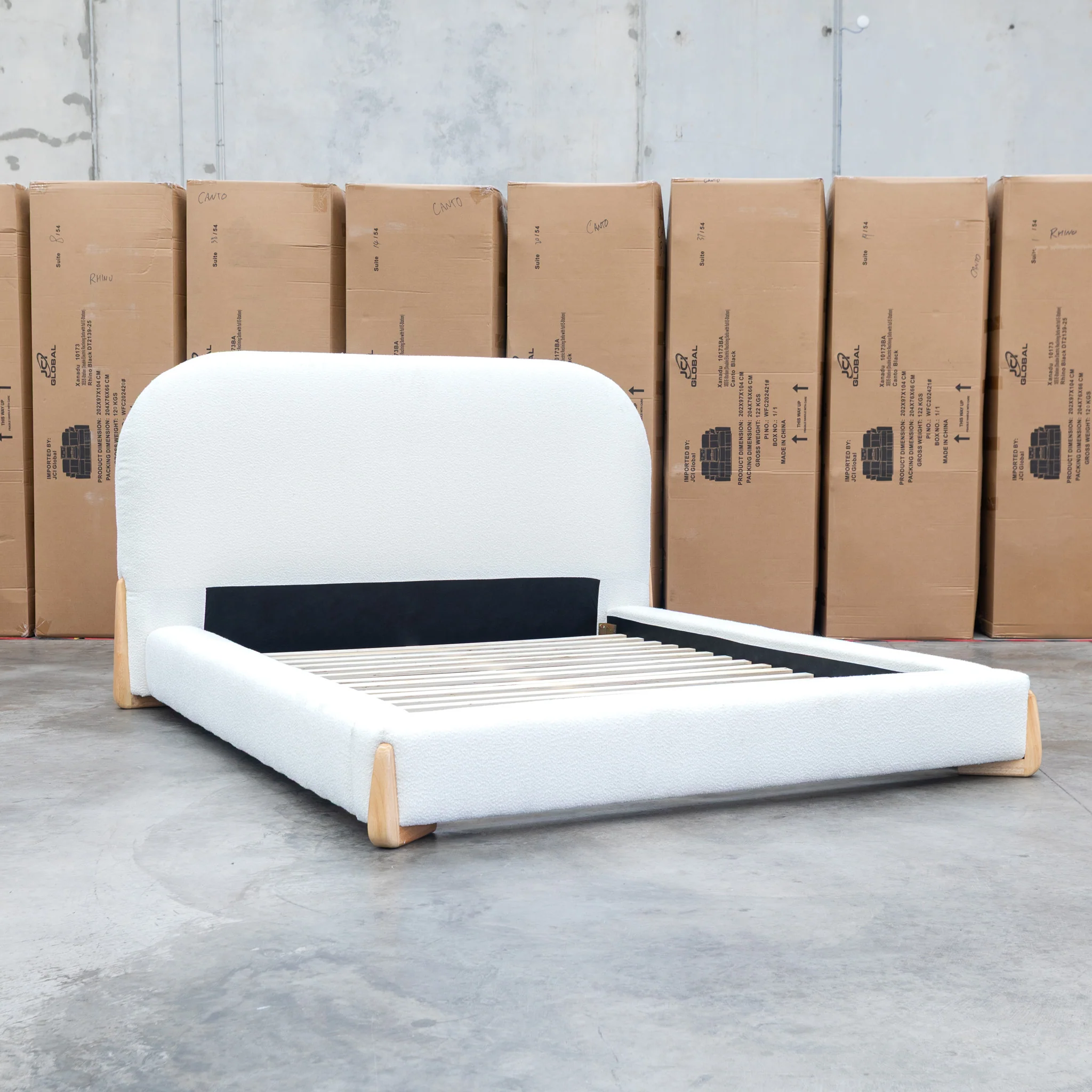 Okina King Upholstered Bed - Cream - Image 9