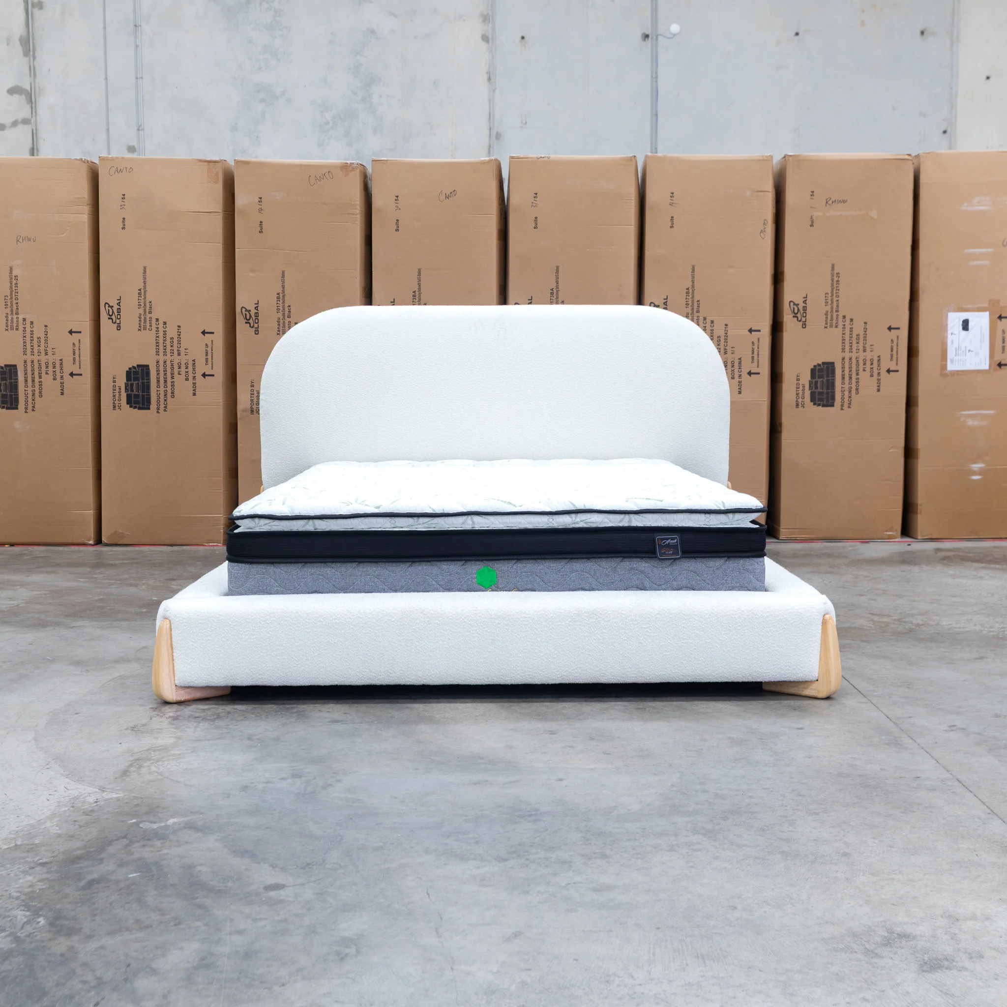 Okina King Upholstered Bed - Cream - Image 6