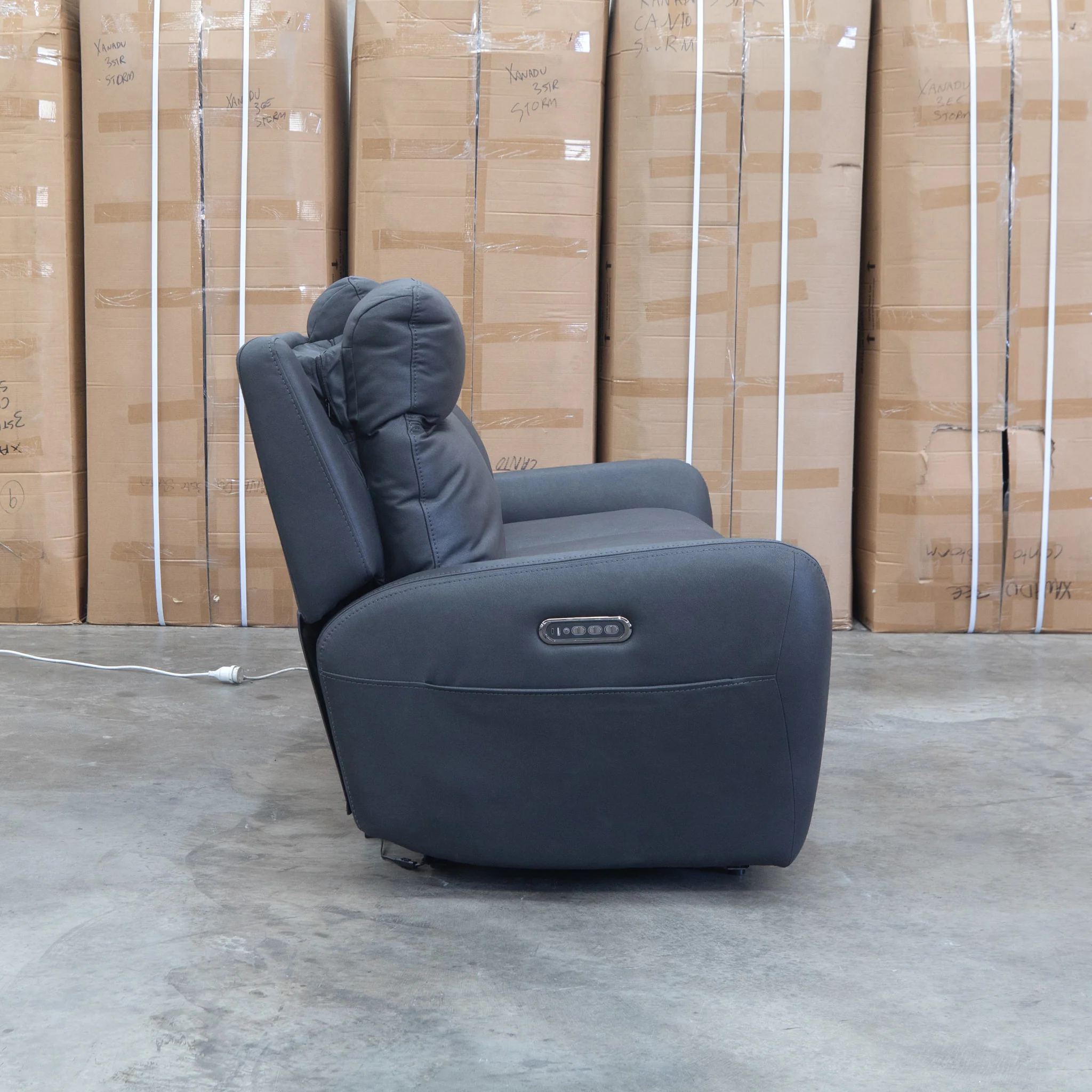 Palm Cove Three Seater Triple Motor Electric Recliner Lounge - Coal - Image 13