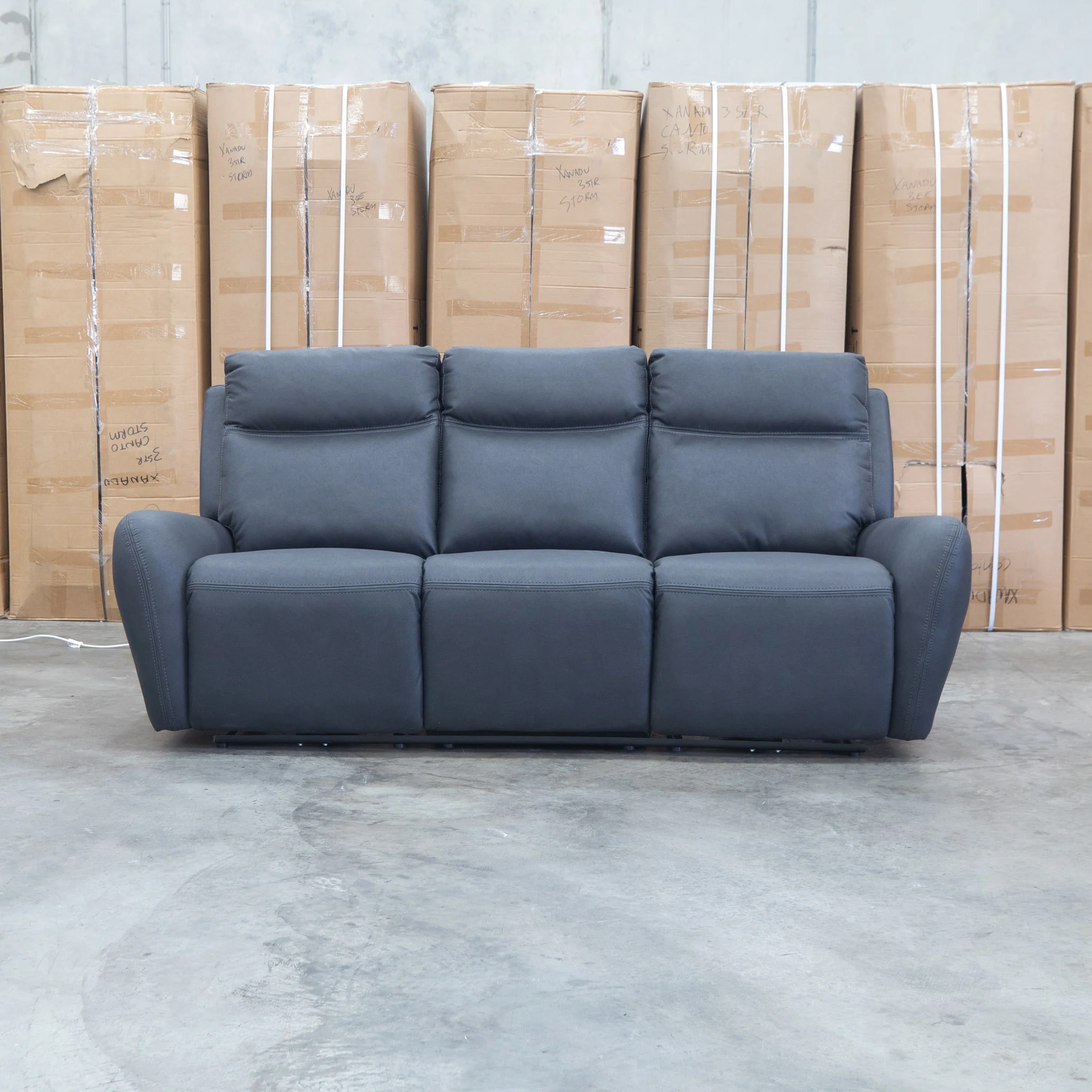 Palm Cove Three Seater Triple Motor Electric Recliner Lounge - Coal - Image 3