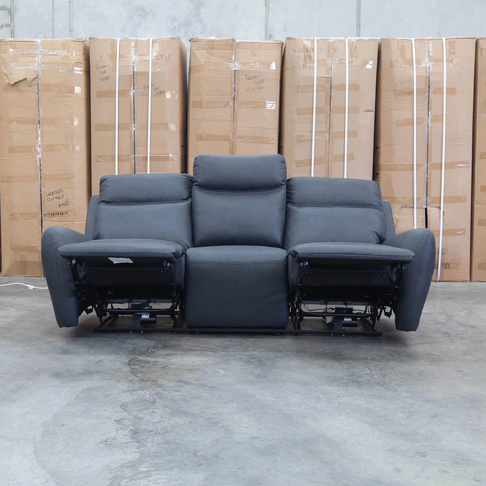 Palm Cove Three Seater Triple Motor Electric Recliner Lounge - Coal - Image 5