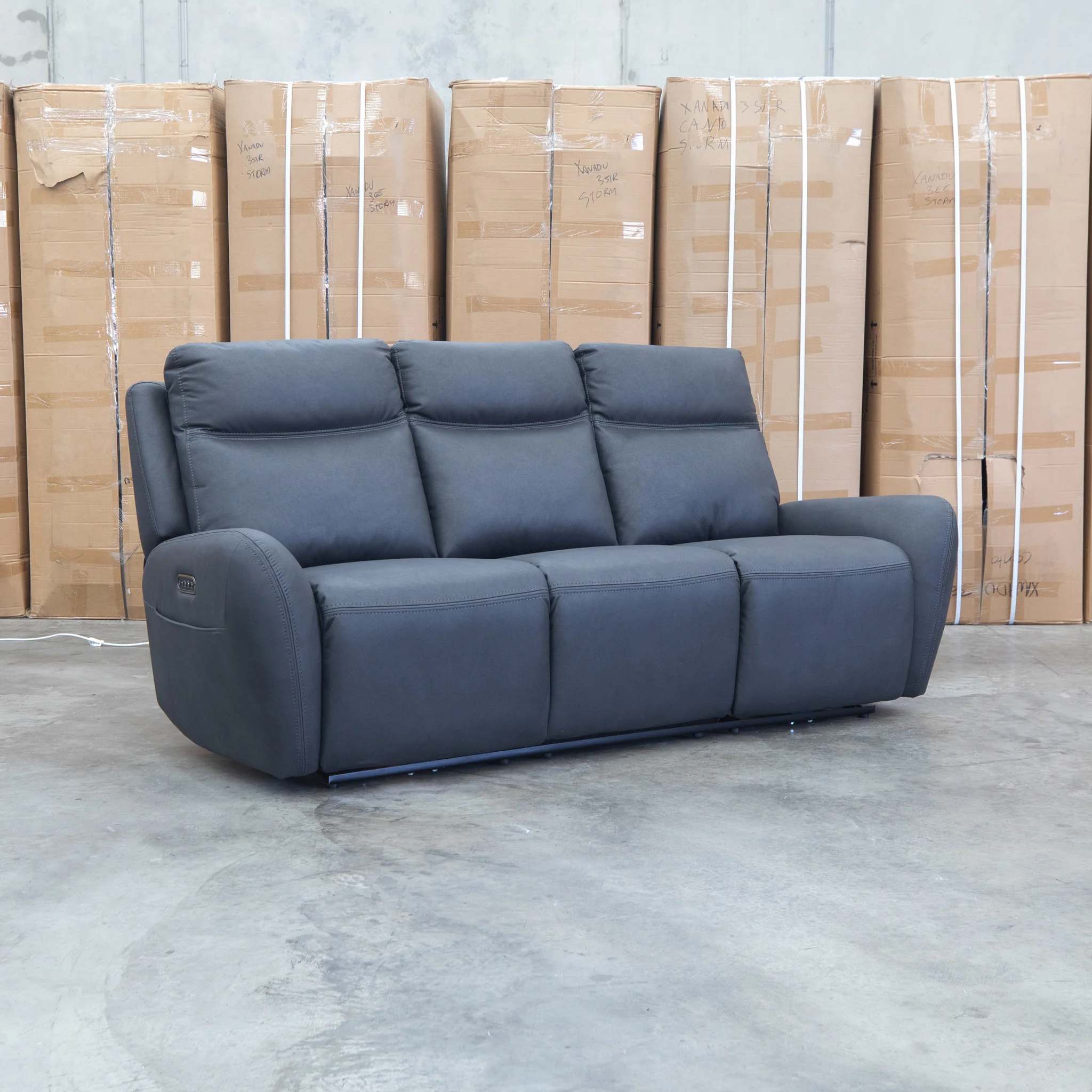 Palm Cove Three Seater Triple Motor Electric Recliner Lounge - Coal - Image 7