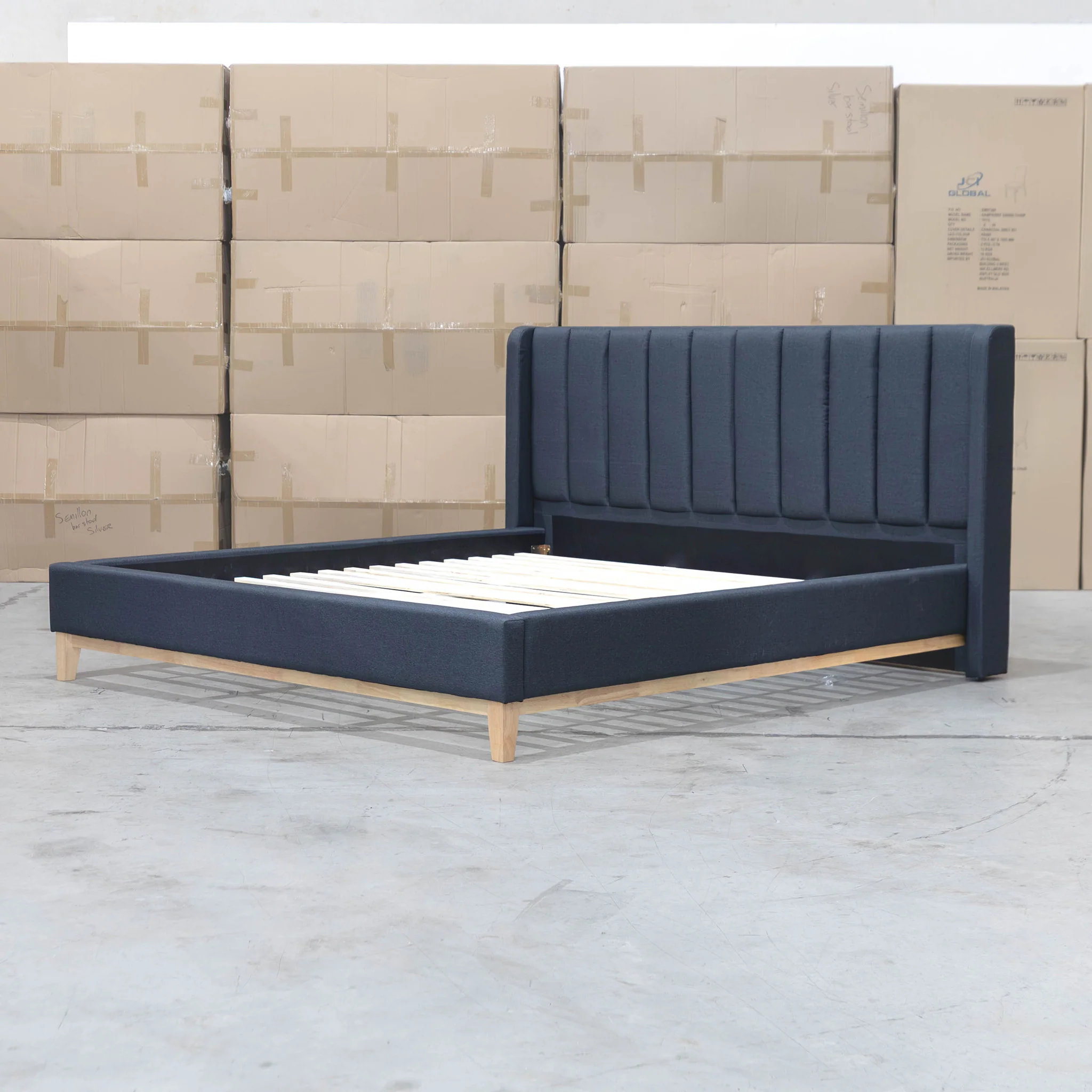 Paros King Upholstered Bed - Charcoal - Image 4