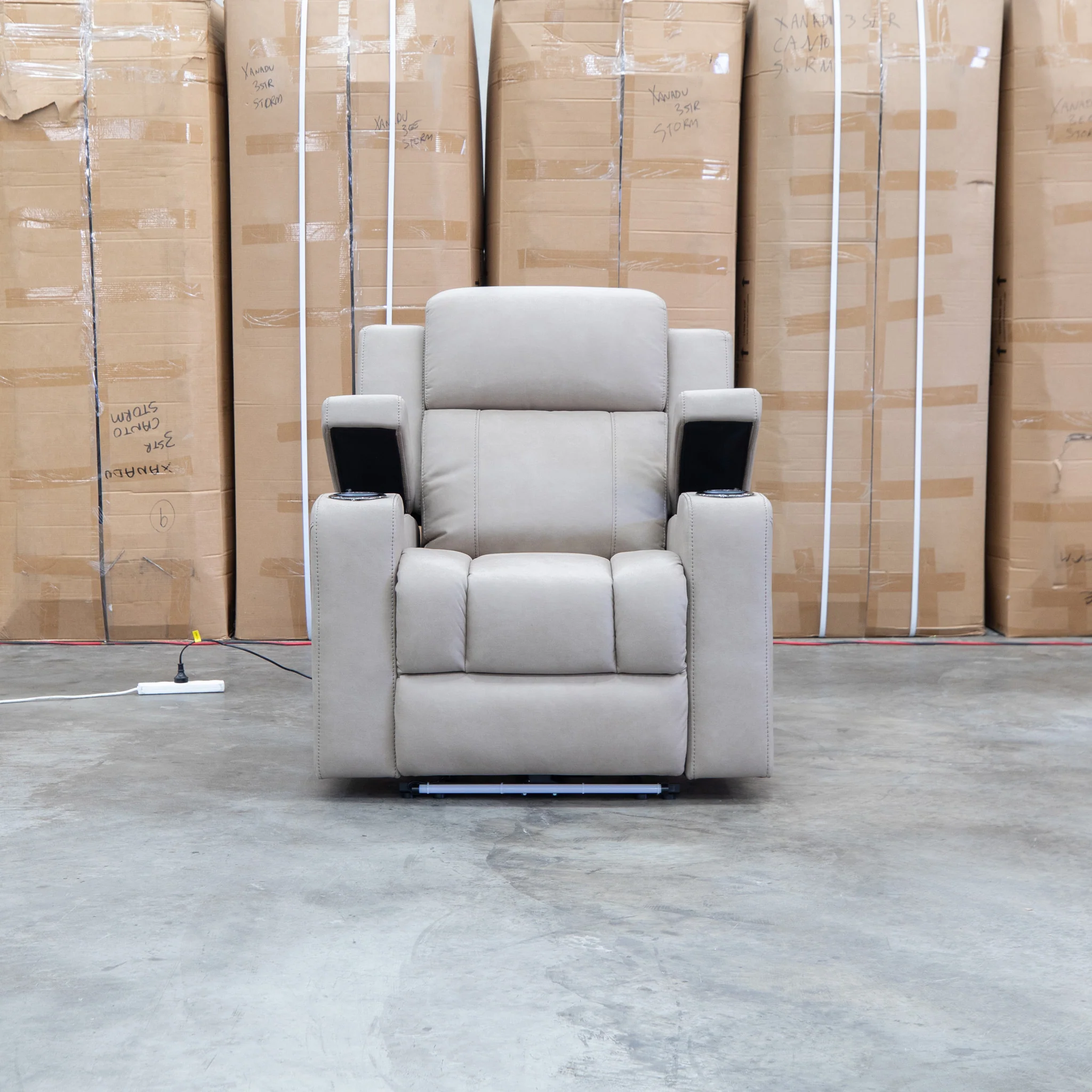 Portside Dual-Electric Single Recliner - Almond - Image 4