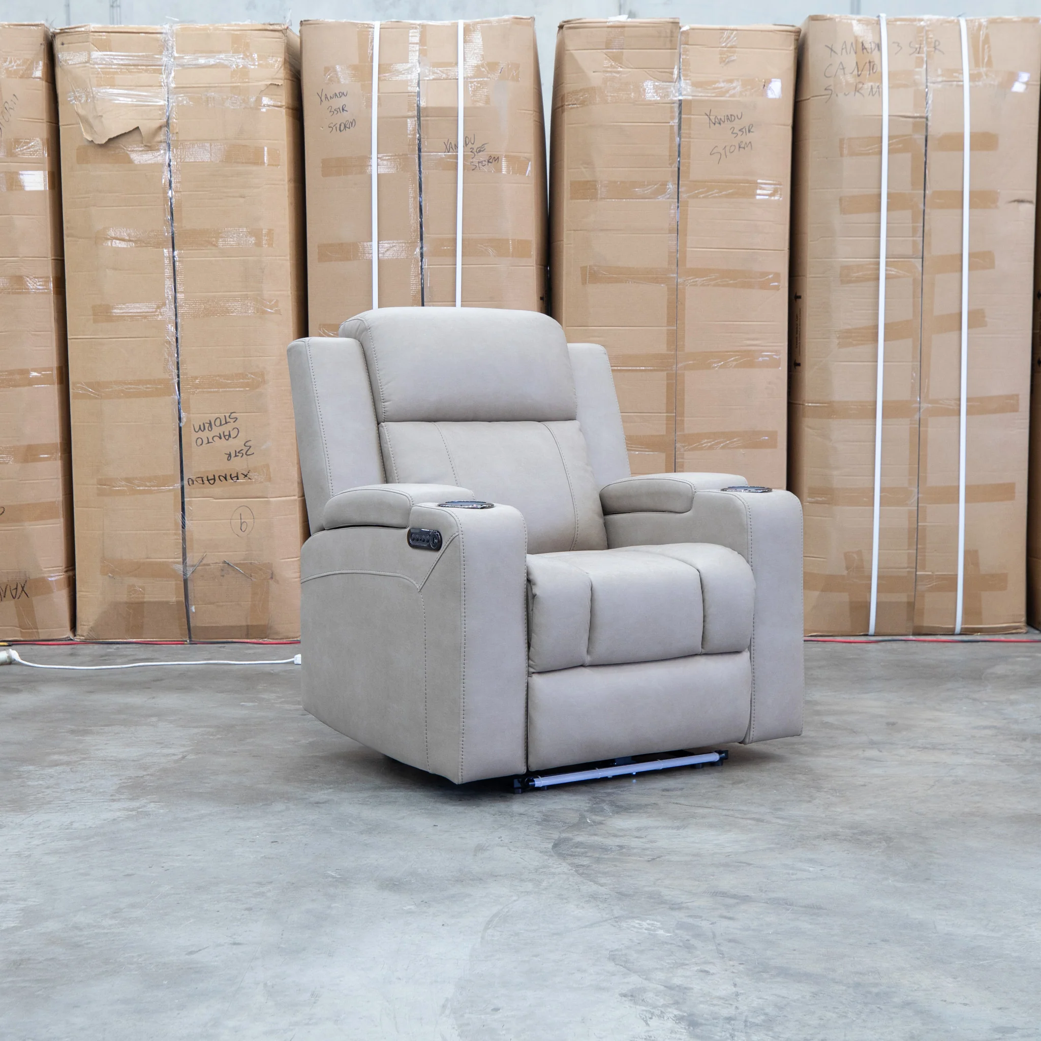 Portside Dual-Electric Single Recliner - Almond - Image 9
