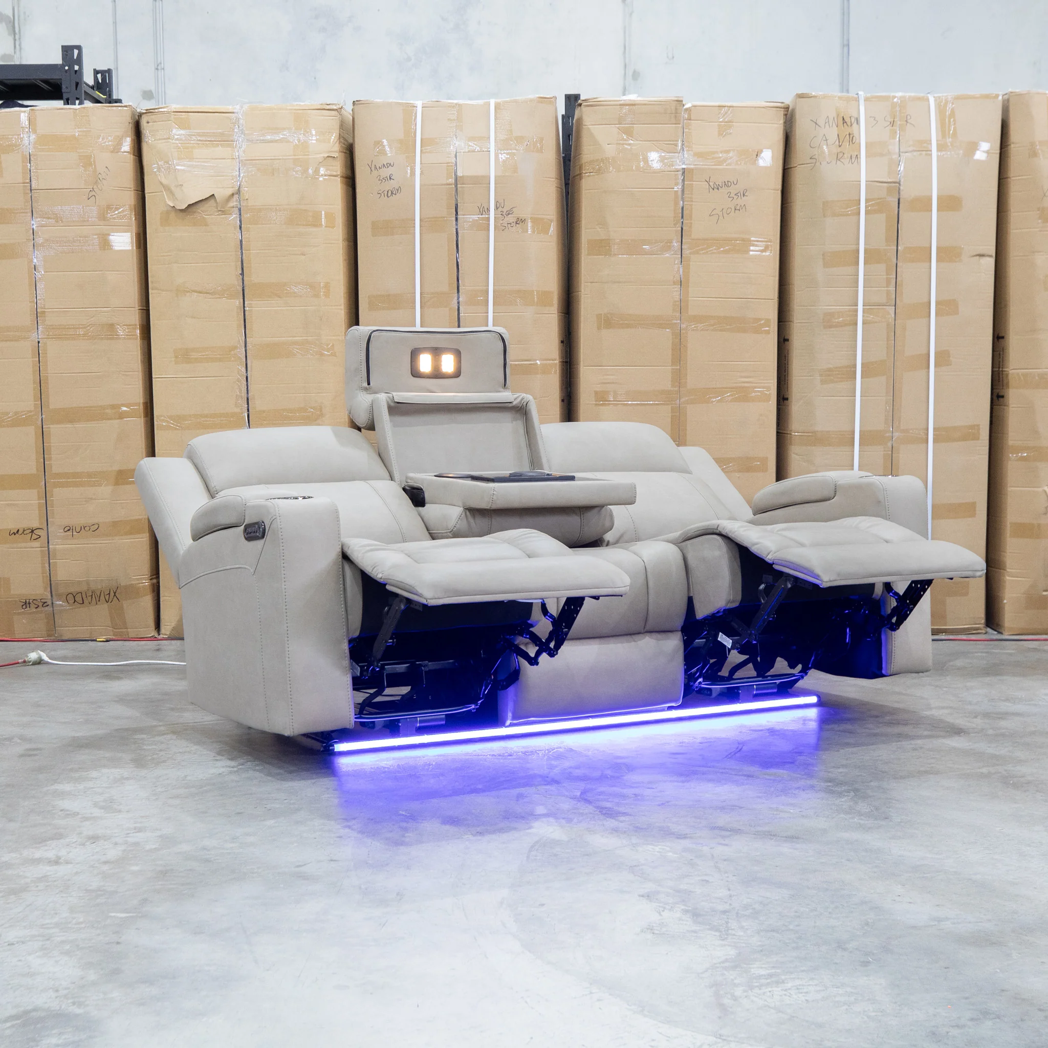 Portside Three Seat Dual-Electric Recliner Lounge - Almond - Image 15
