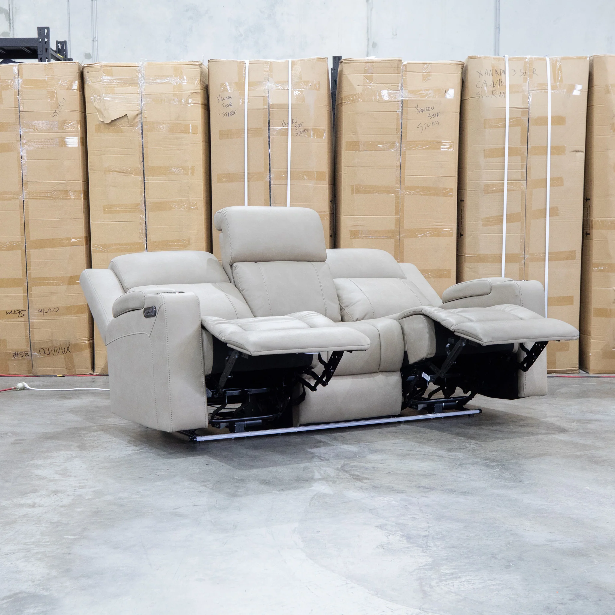 Portside Three Seat Dual-Electric Recliner Lounge - Almond - Image 16