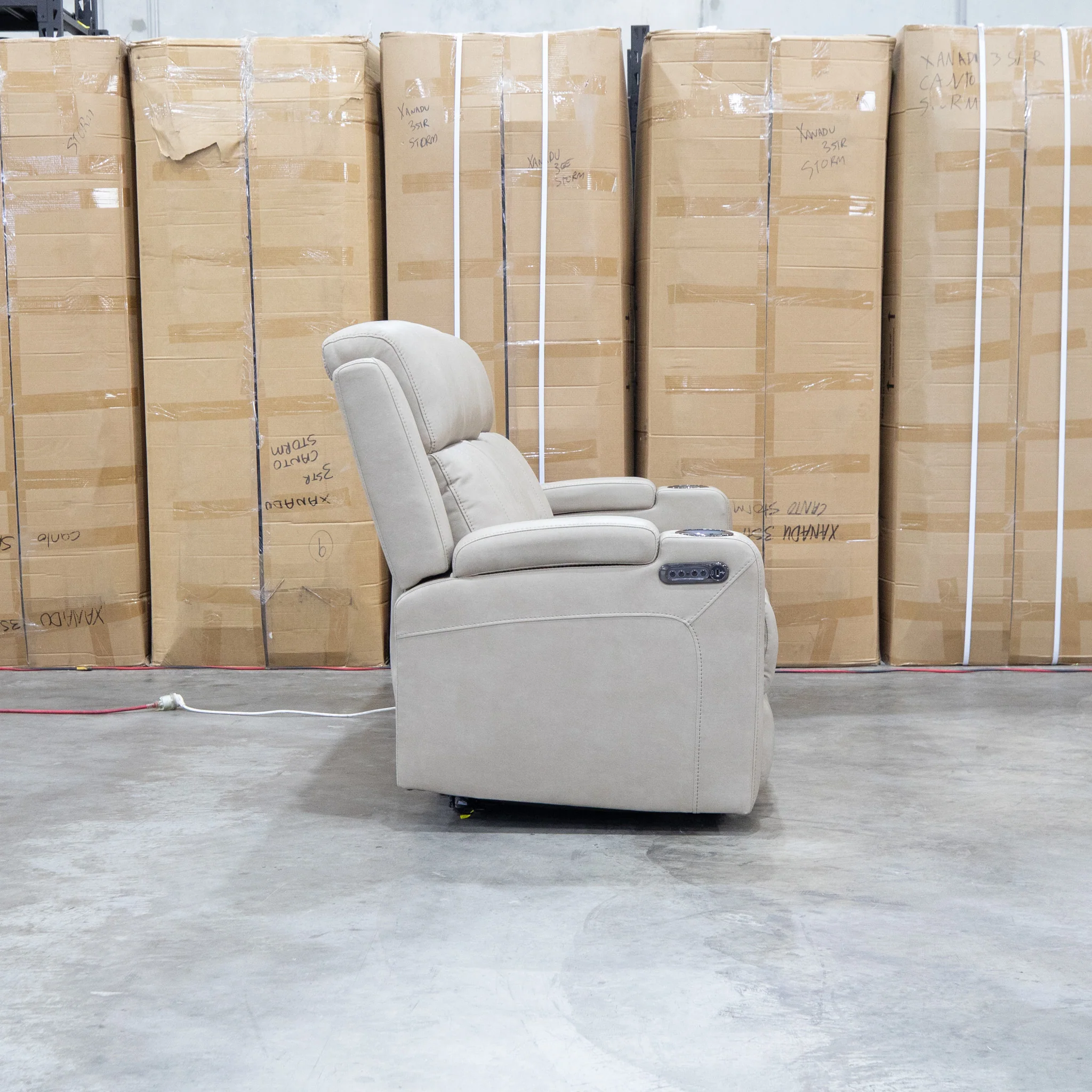 Portside Three Seat Dual-Electric Recliner Lounge - Almond - Image 17