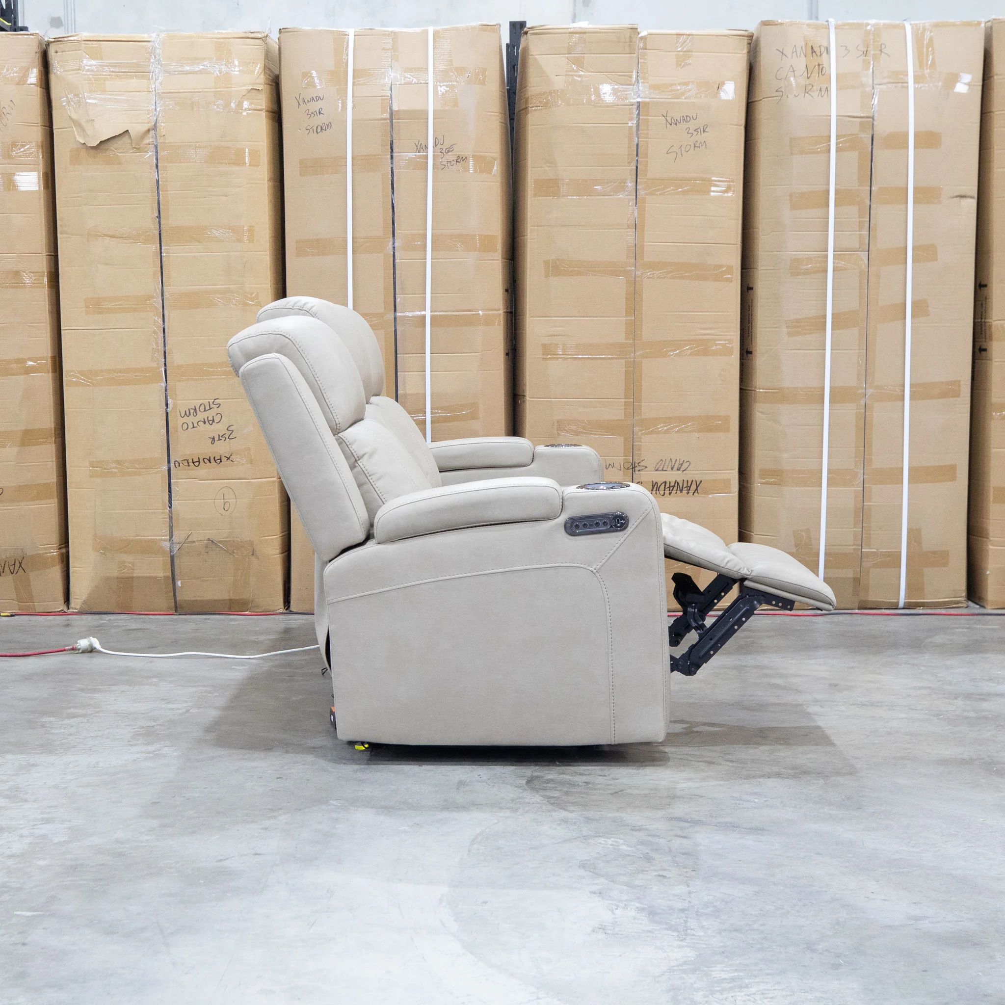 Portside Three Seat Dual-Electric Recliner Lounge - Almond - Image 20