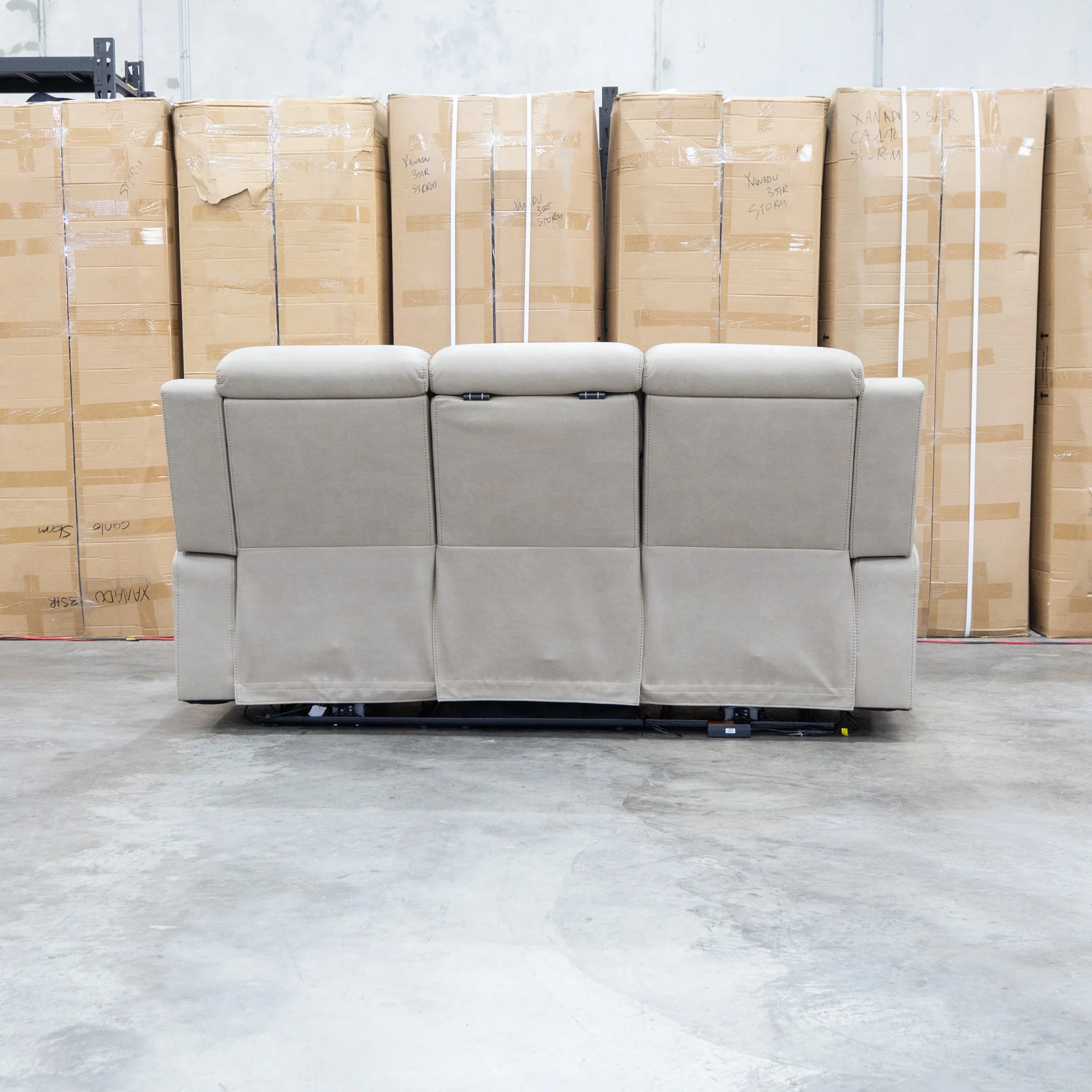 Portside Three Seat Dual-Electric Recliner Lounge - Almond - Image 23