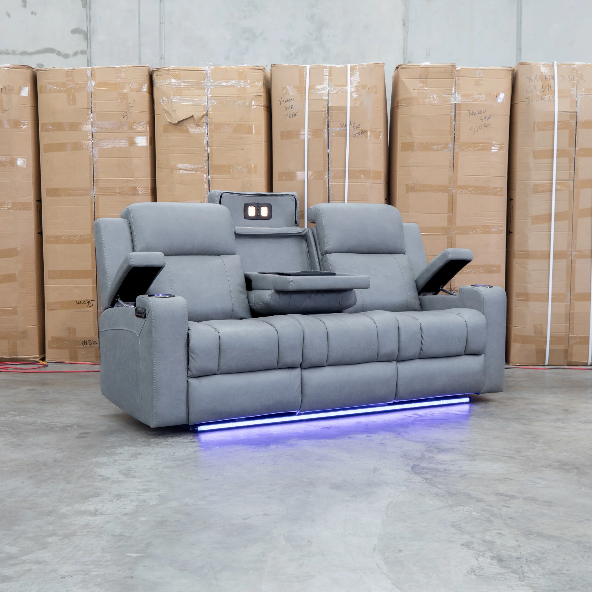 Portside Three Seat Dual-Electric Recliner Lounge - Shadow - Image 13