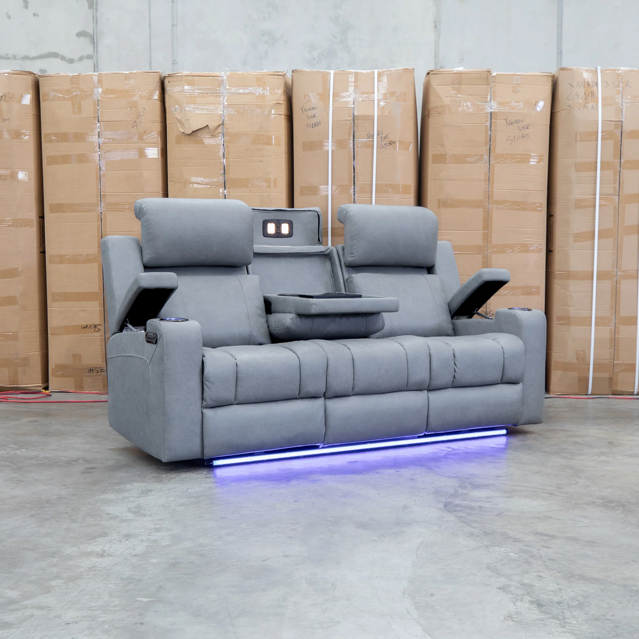 Portside Three Seat Dual-Electric Recliner Lounge - Shadow - Image 14