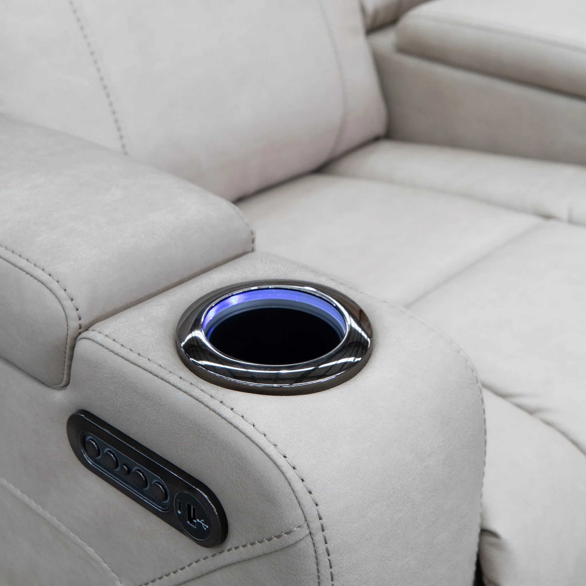 Portside Two Seat Dual-Electric Recliner Lounge - Almond - Image 22