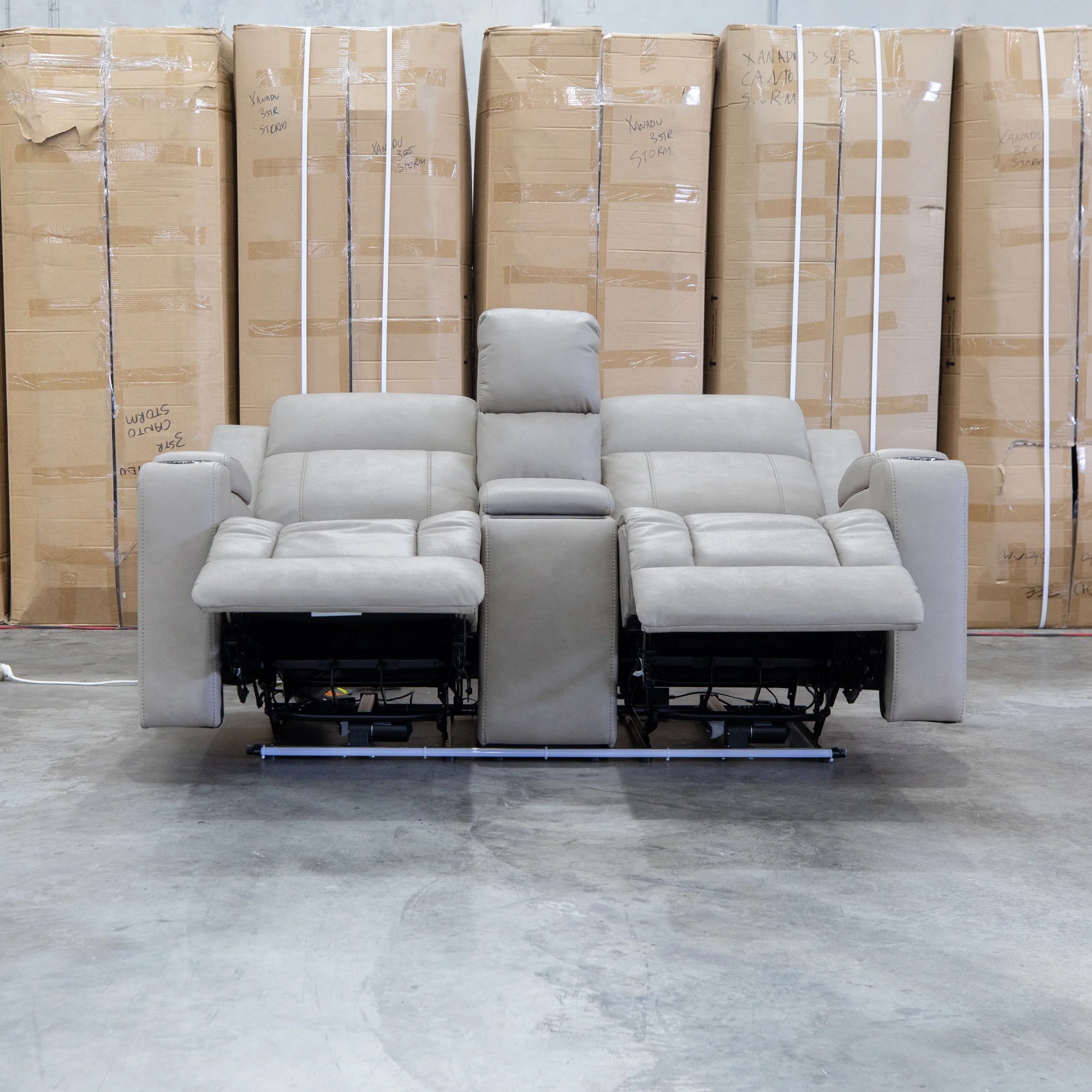 Portside Two Seat Dual-Electric Recliner Lounge - Almond - Image 8