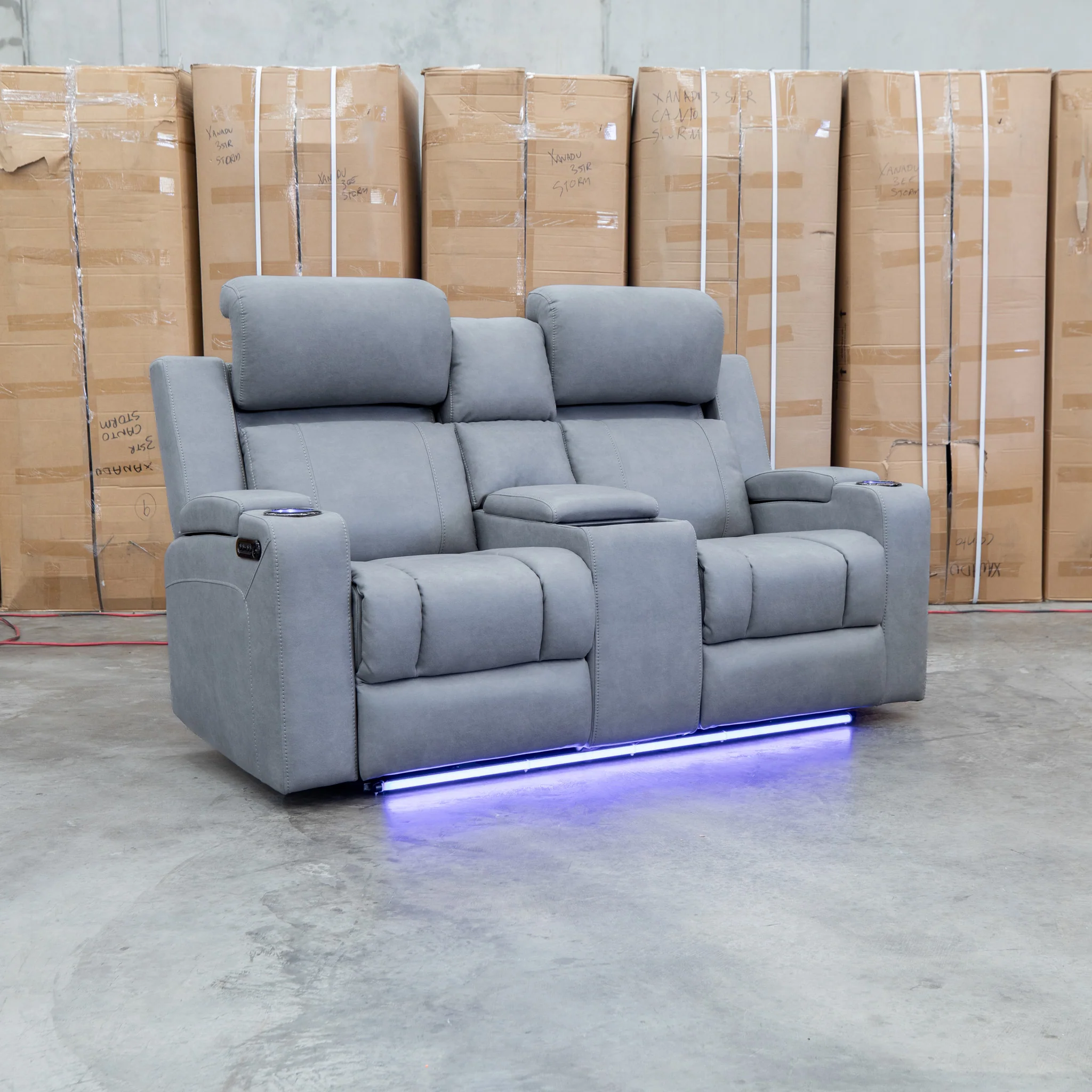 Portside Two Seat Dual-Electric Recliner Lounge - Shadow - Image 11