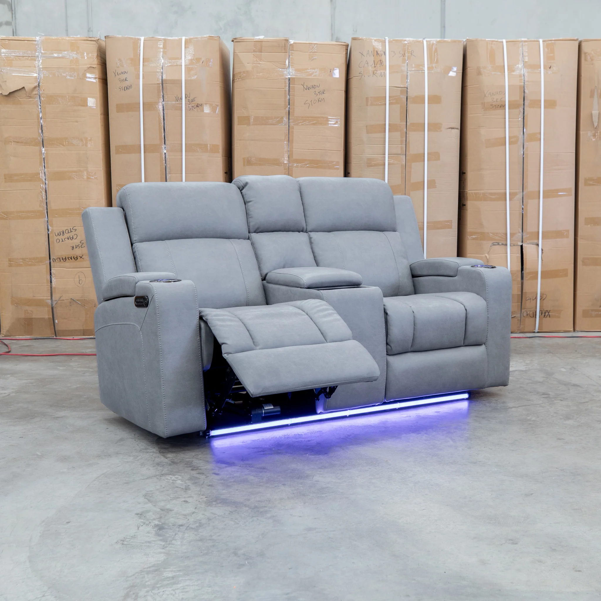 Portside Two Seat Dual-Electric Recliner Lounge - Shadow - Image 12