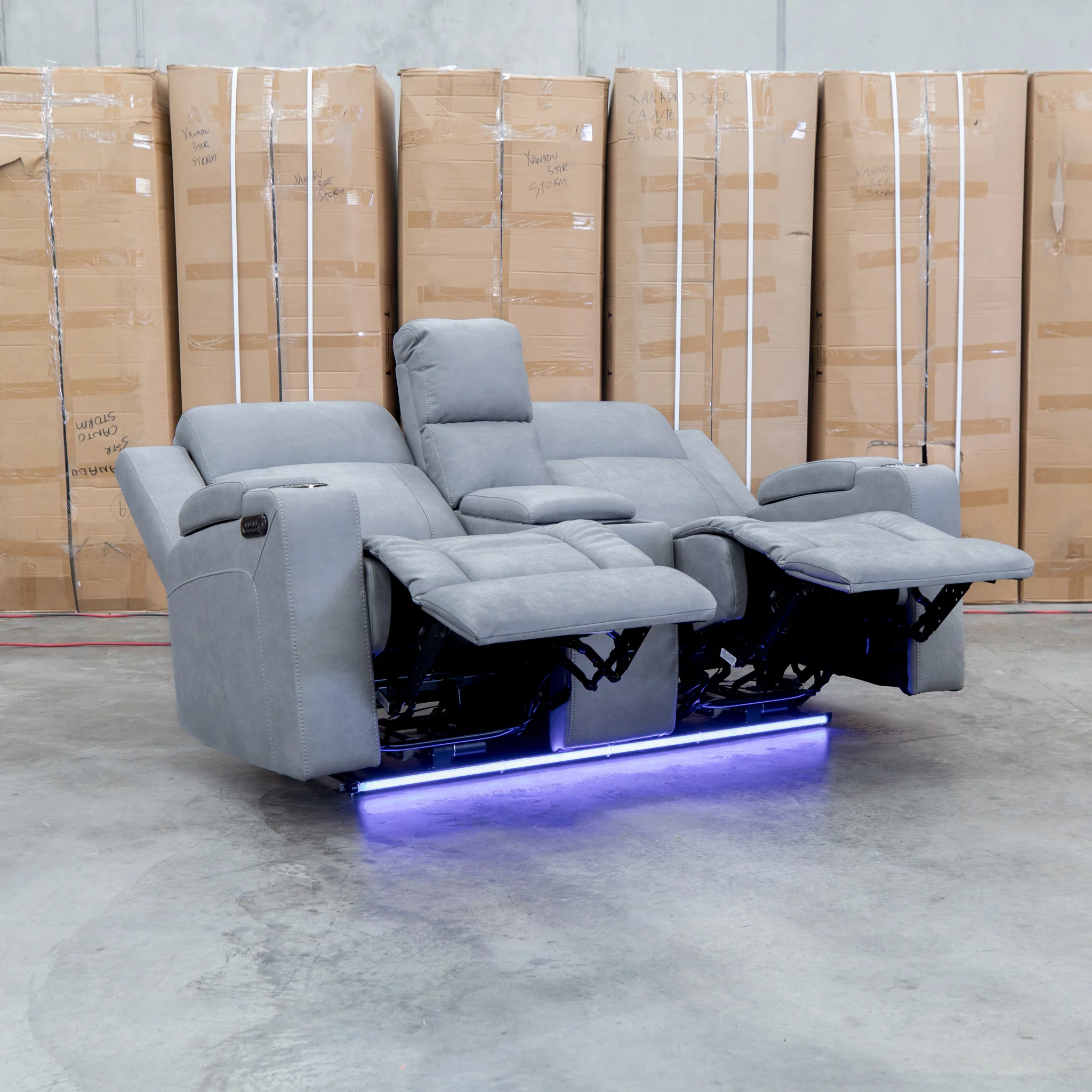 Portside Two Seat Dual-Electric Recliner Lounge - Shadow - Image 13